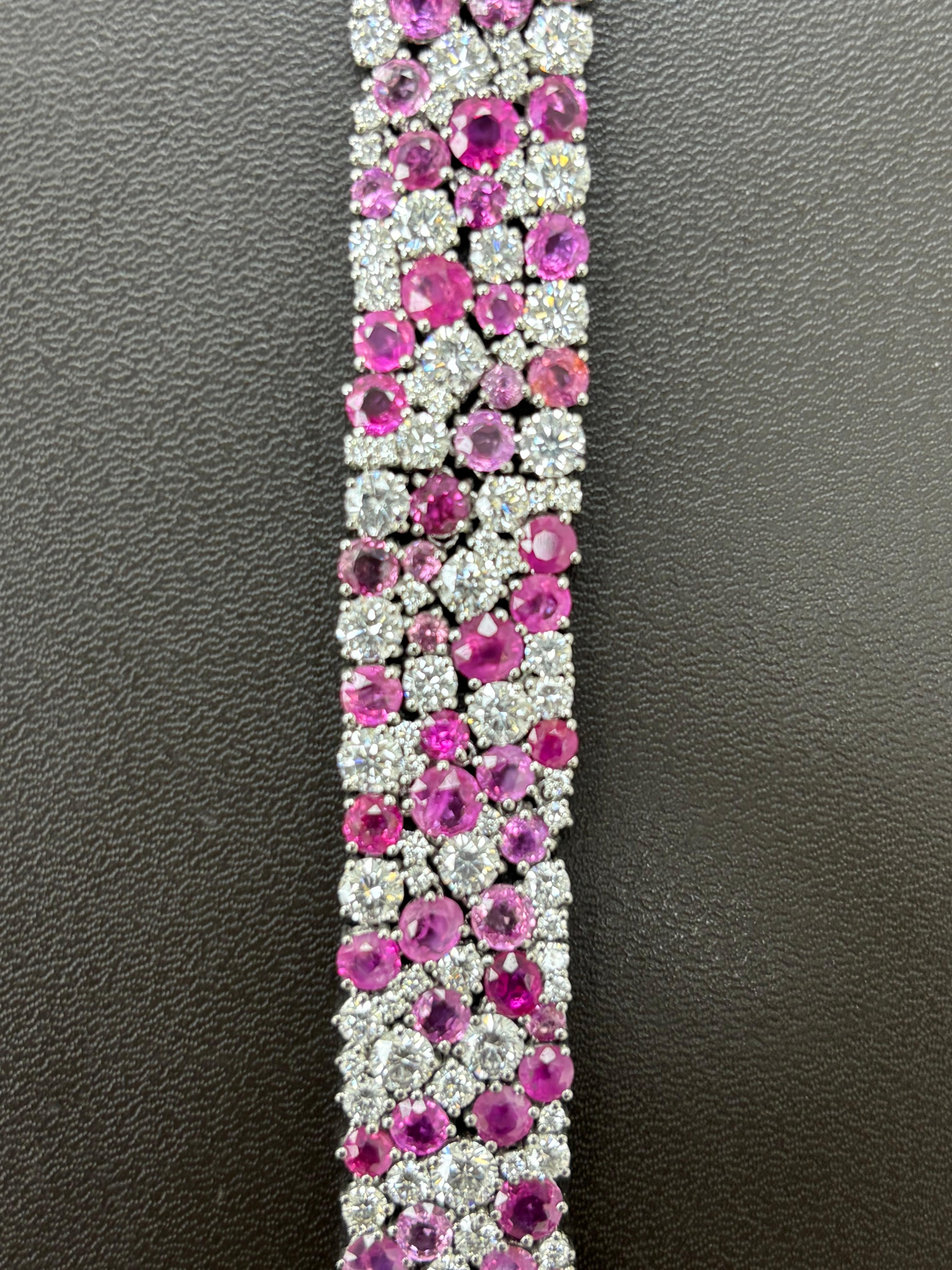 Birmania Sin Calor Zafiro Rosa Diamante Blanco Pulsera de Platino en Nuevo estado para la venta en Kowloon, HK