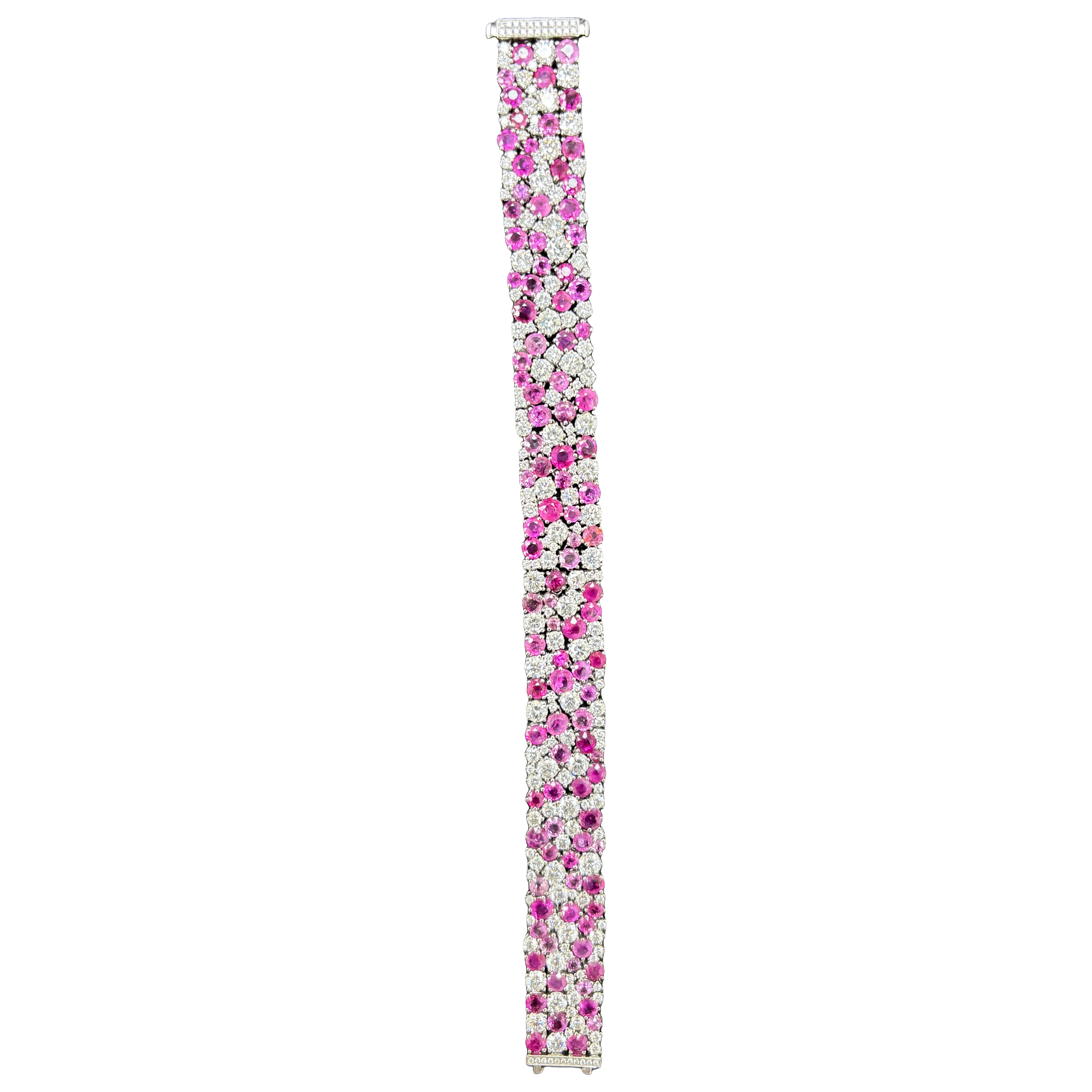 Burma No Heat Pink Sapphire Weißer Diamant Platin-Armband