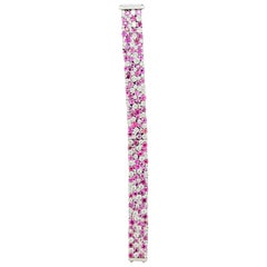 Bracelet en platine saphir rose et diamant blanc de Birmanie (No Heat)