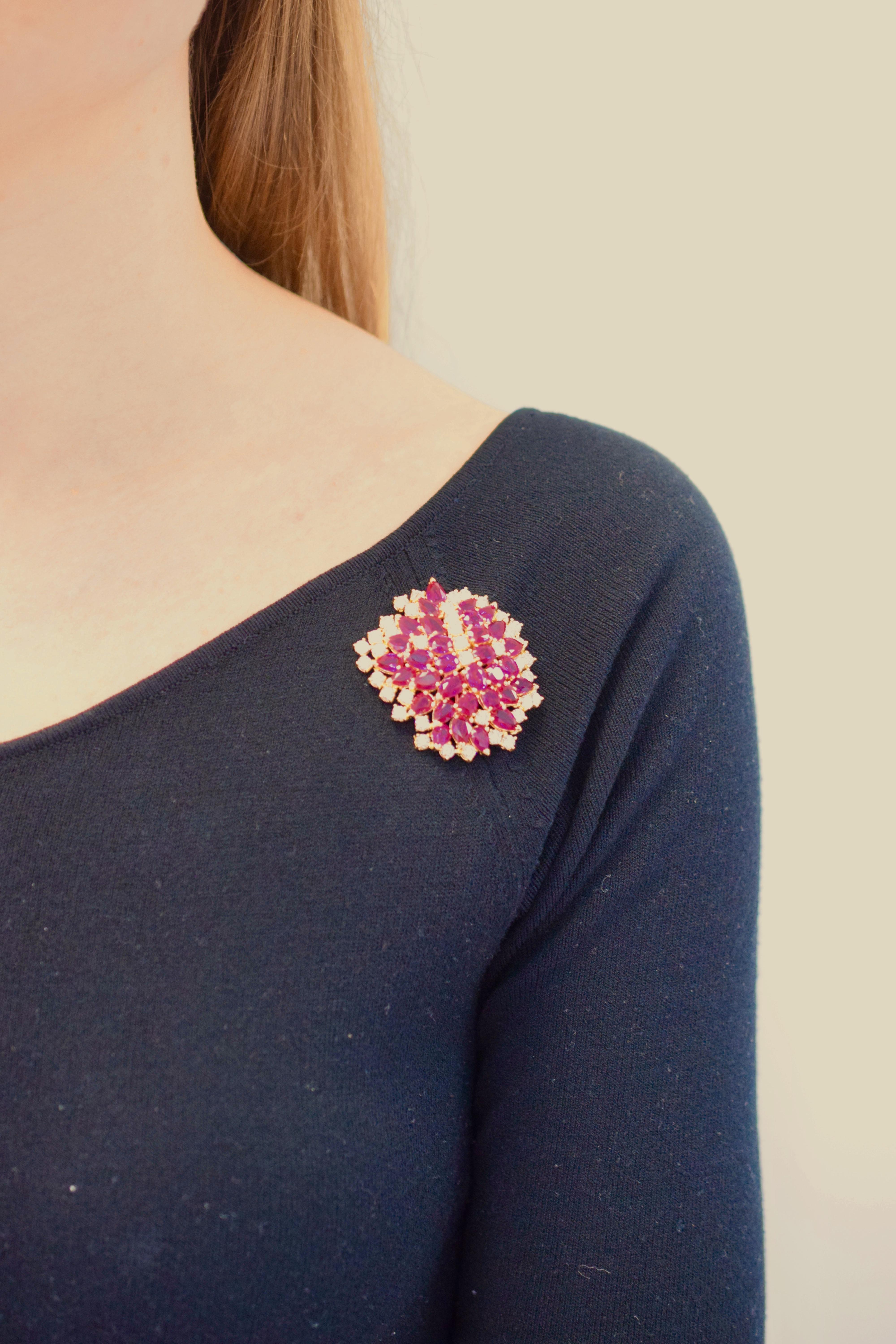 Women's Pink Sapphire and Diamond Brooch
