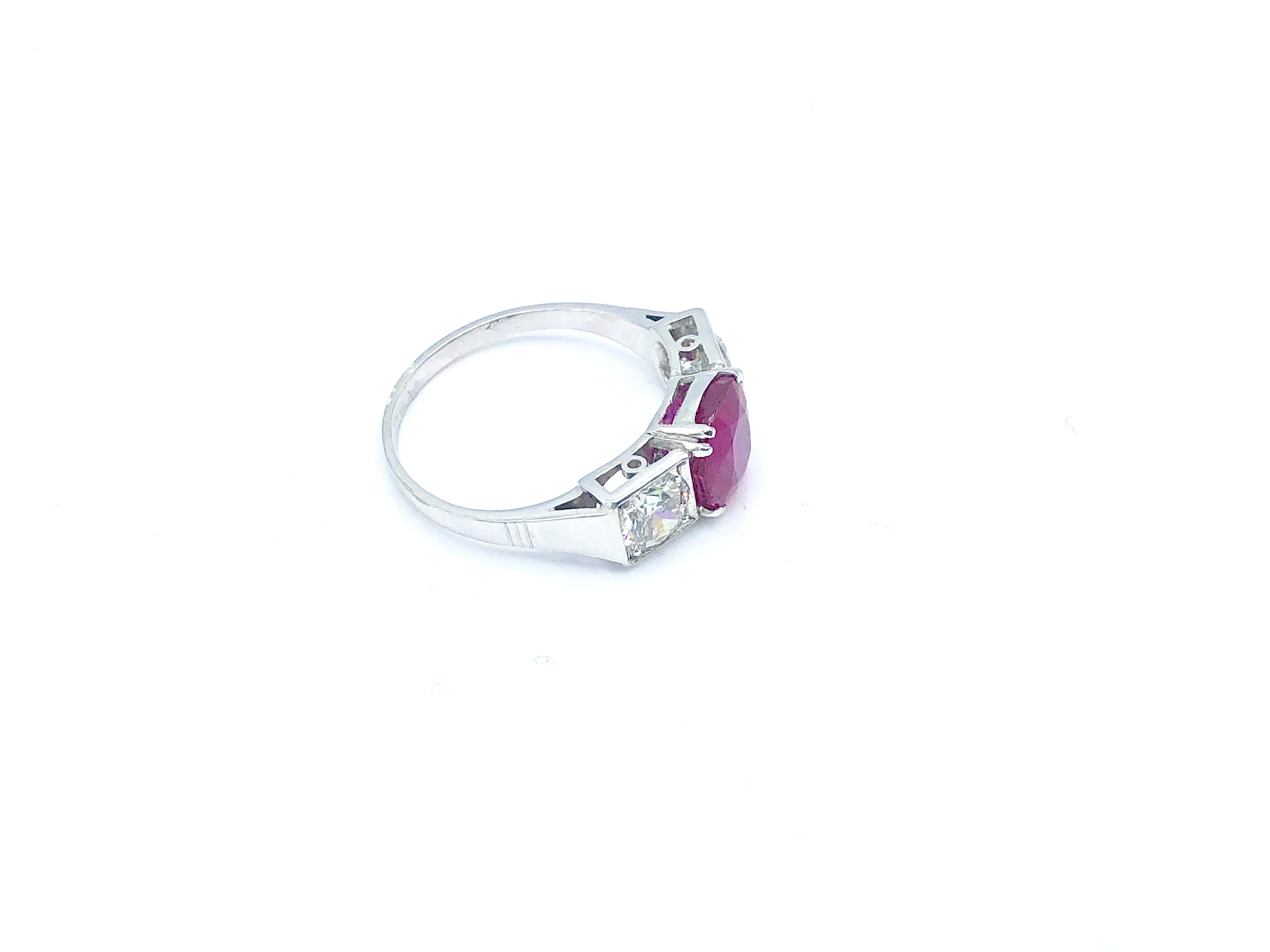 Burma No Heat Ruby and Diamond ring