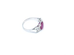 Burma No Heat Ruby and Diamond Platinum Ring