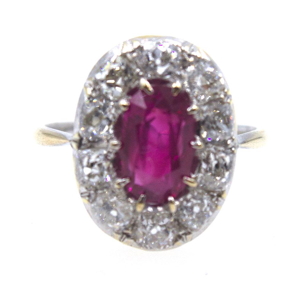 Late Victorian Burma No Heat Ruby Diamond Antique Ring