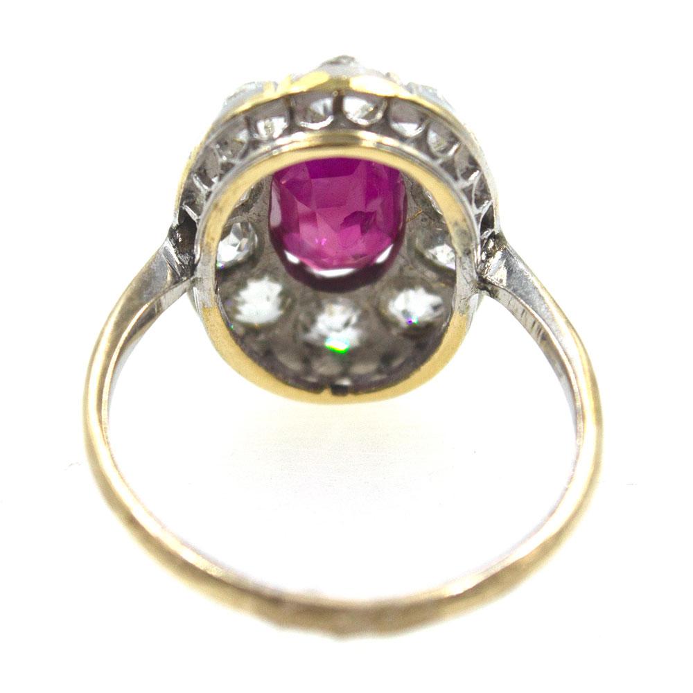 Old Mine Cut Burma No Heat Ruby Diamond Antique Ring