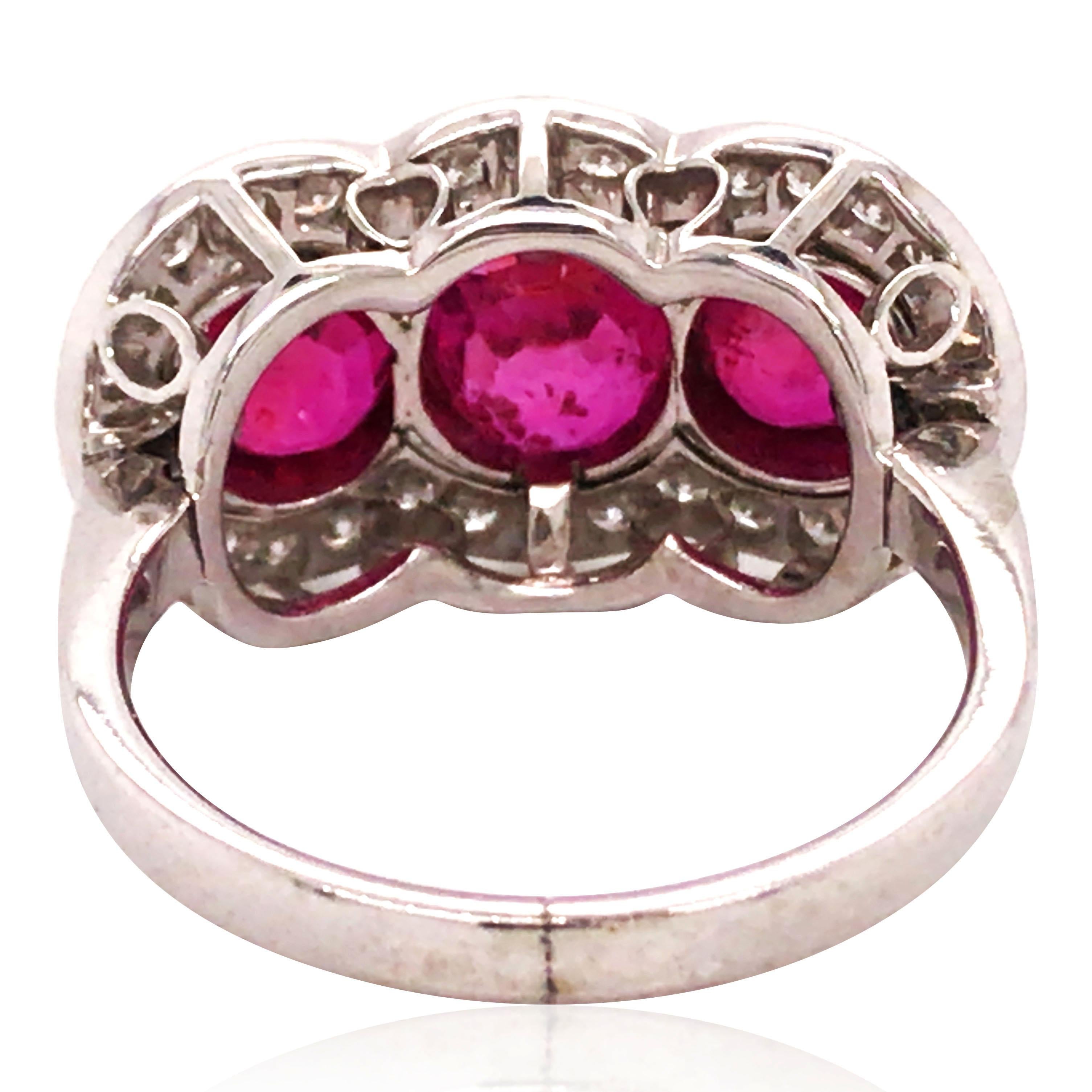 Burma-Diamantring, unbehandelter Rubin, AGL (Rundschliff) im Angebot