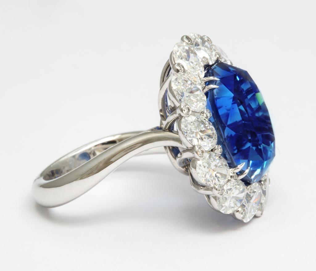 Burma No Heat 15.38 carat Sapphire Diamond Ring In New Condition In Bal Harbour, FL