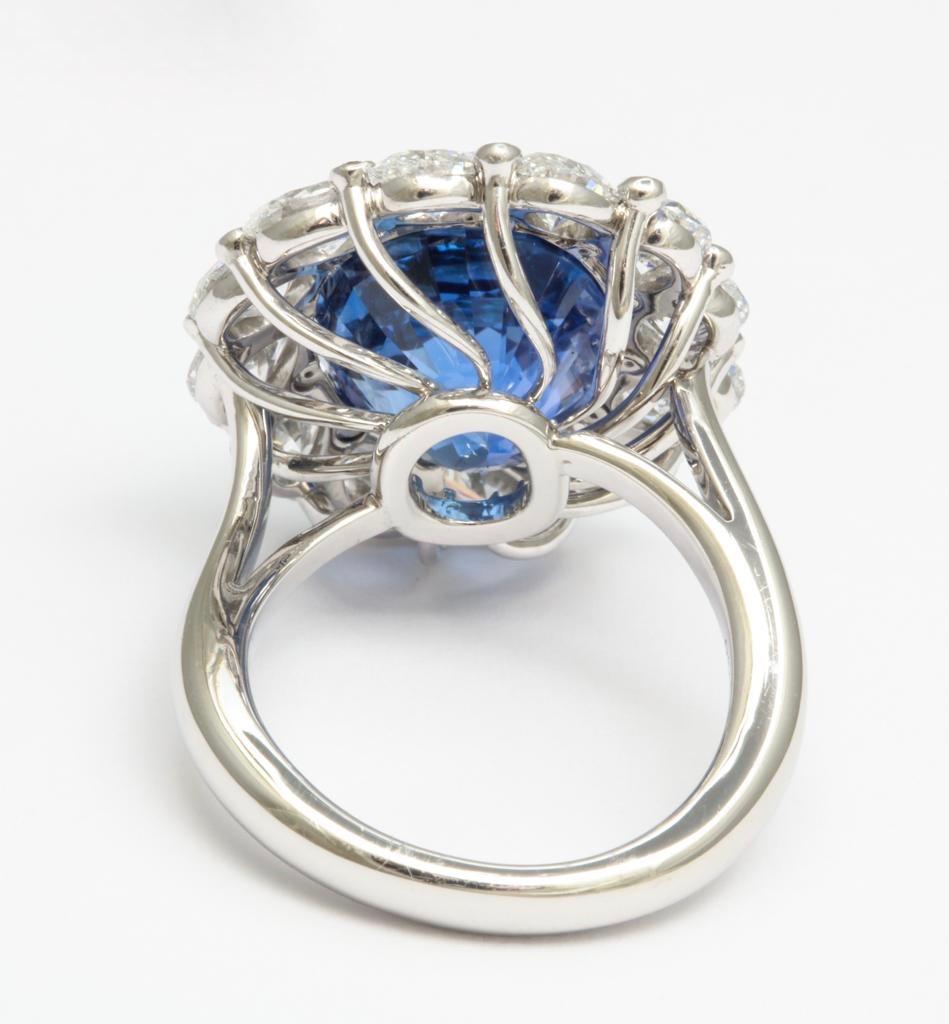 Women's or Men's Burma No Heat 15.38 carat Sapphire Diamond Ring