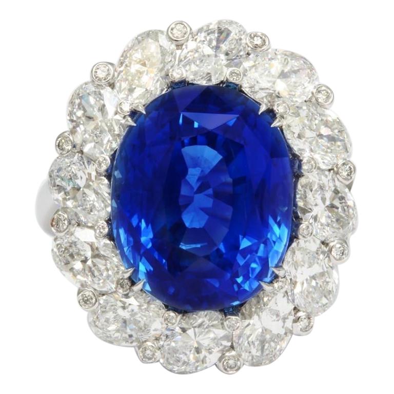 Burma No Heat 15.38 carat Sapphire Diamond Ring