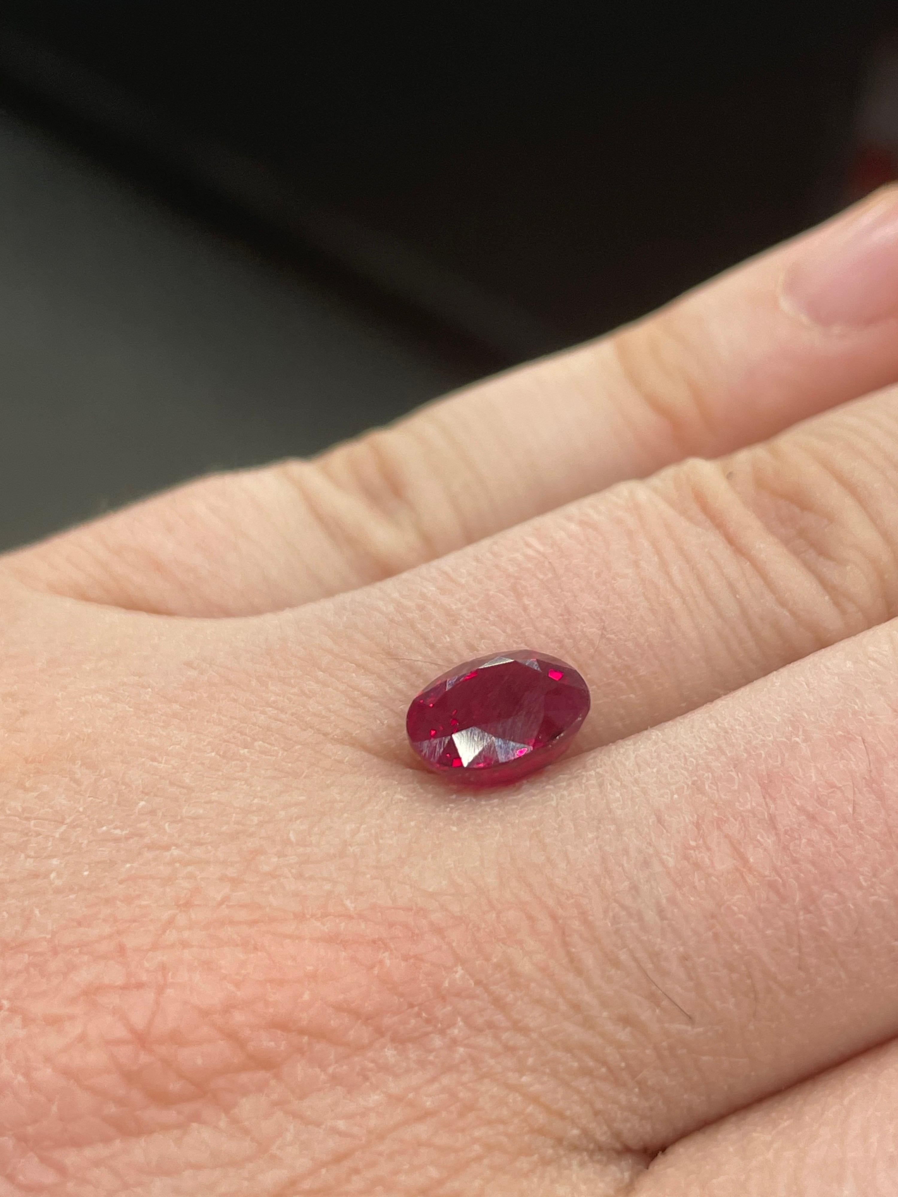 GRS & GIA Certified Burma Oval Shape Ruby 3.16 Carats Heated In New Condition In New York, NY