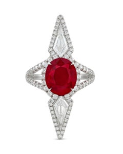 Burma Pigeon-Blood Ruby and Diamond Ring, 3.16 Carat