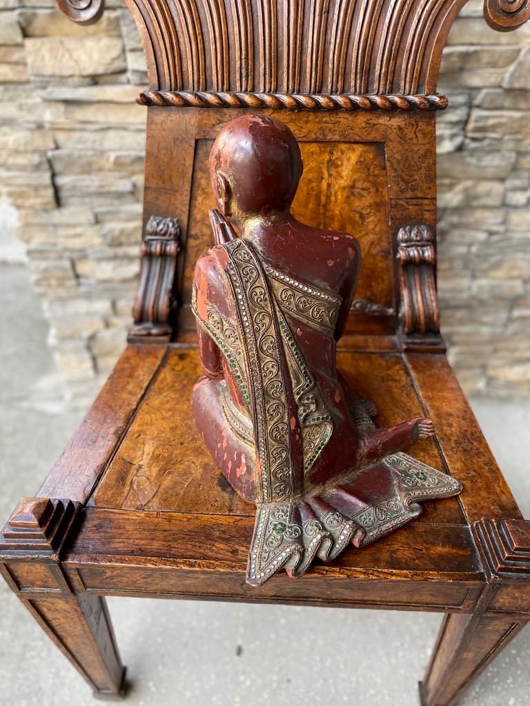 Chinese Export Burma Praying Monk Statue For Sale