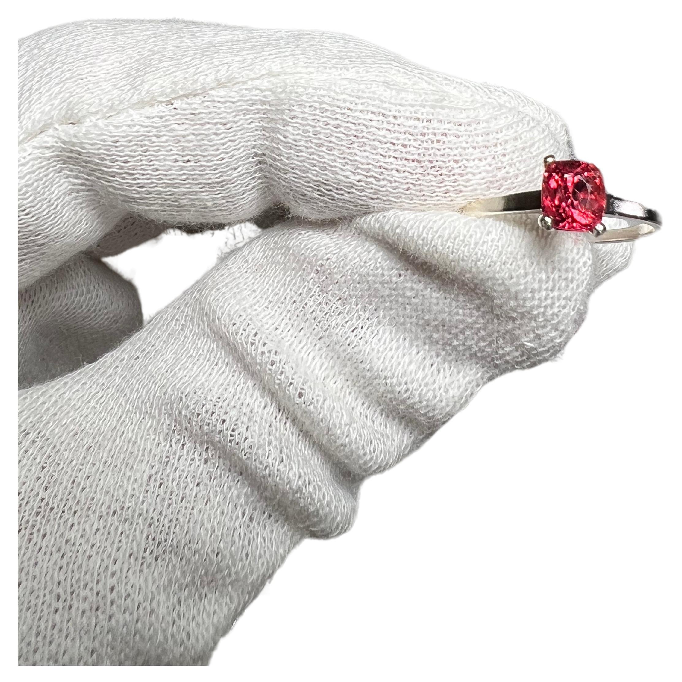 Burma Red Spinel Silver Ring