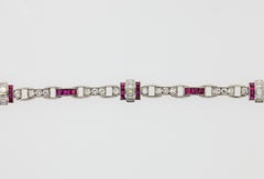 Vintage Burma Rubies and Diamond Platinum Bracelet