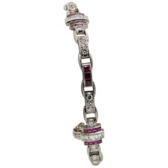 Vintage Burma Rubies and Diamond Platinum Bracelet