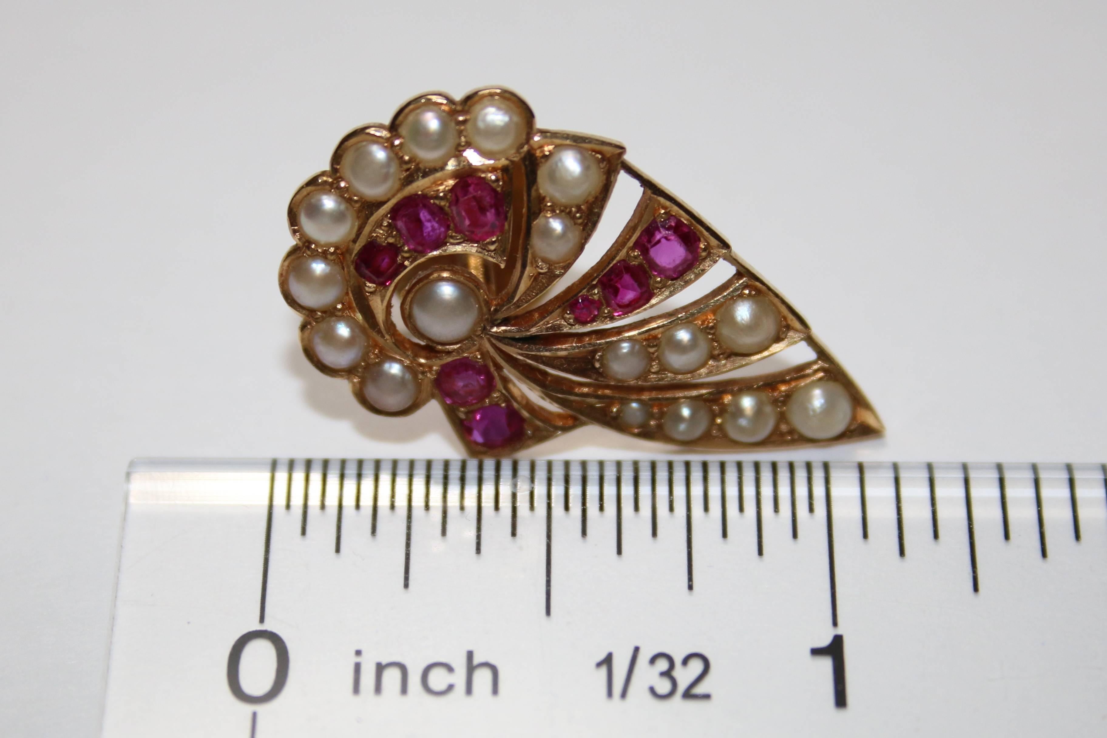 Burma Rubies and Pearls Gold Earrings 1