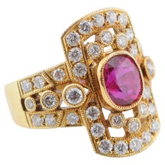 Burma Ruby 1.53ct and Diamond Ring in 18K Gold