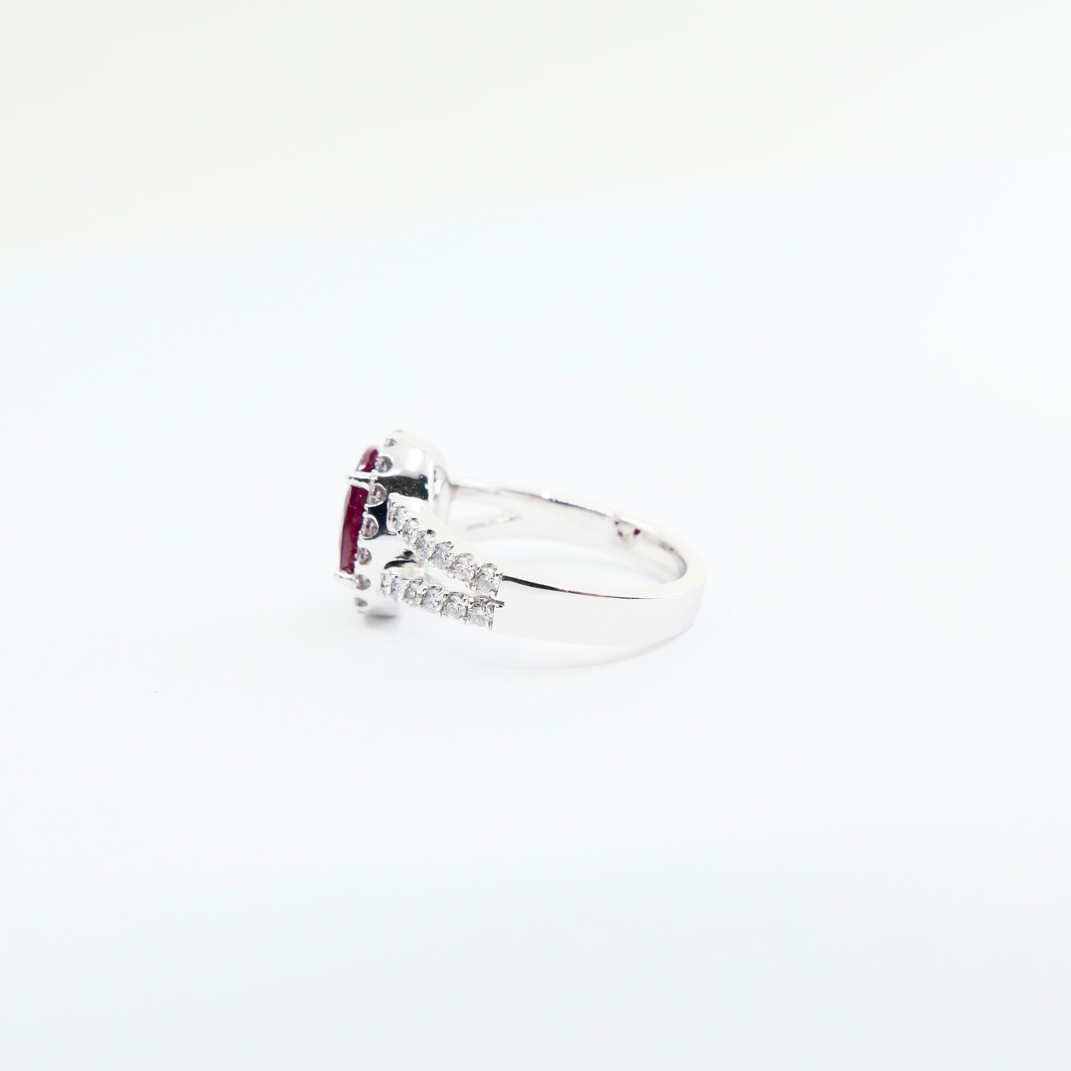 Certified Natural Ruby 2.56 Carat and Diamond Cocktail Ring, 18 Karat White Gold 5