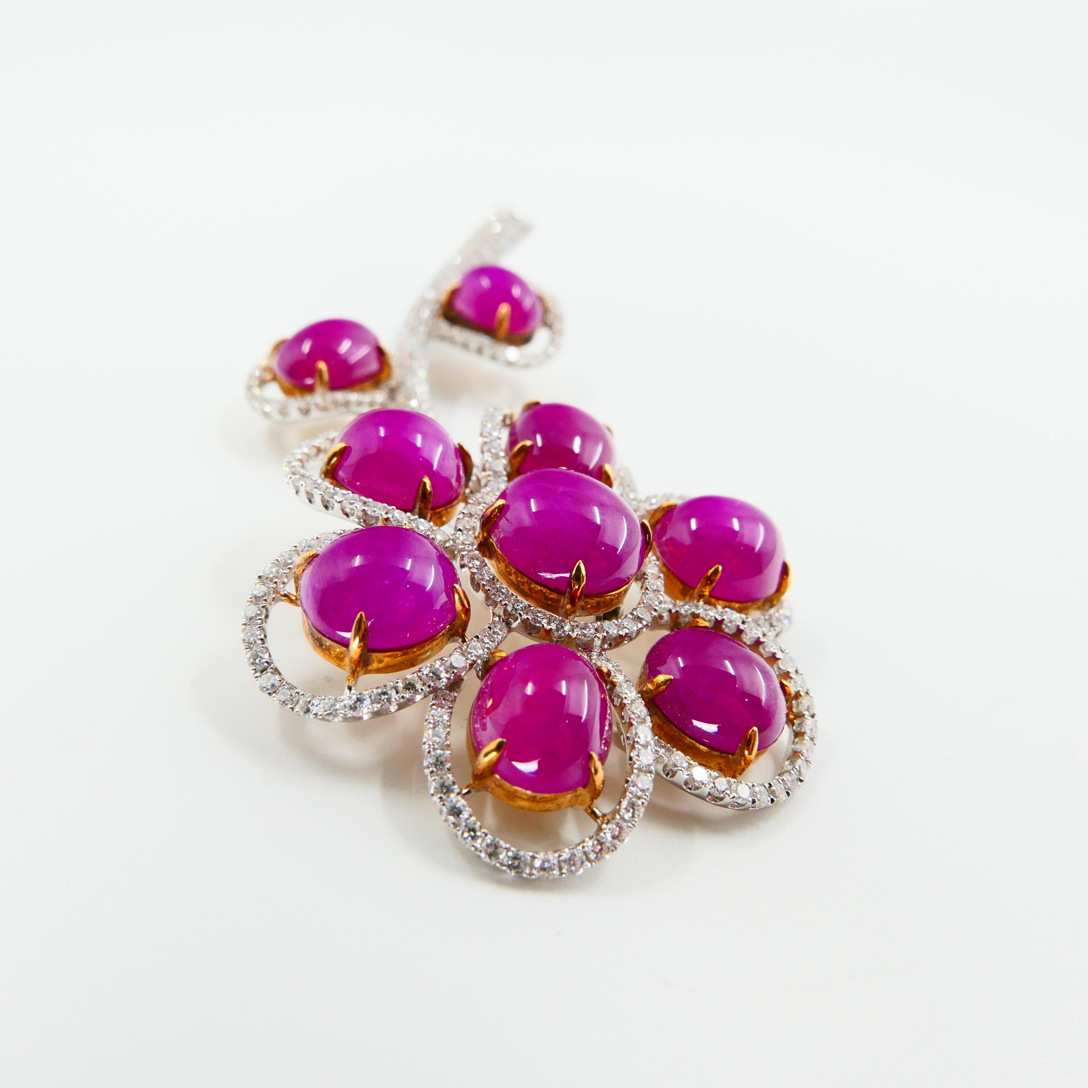 Burma Ruby 26.48 Carat and Diamond Brooch, Statement Piece 4