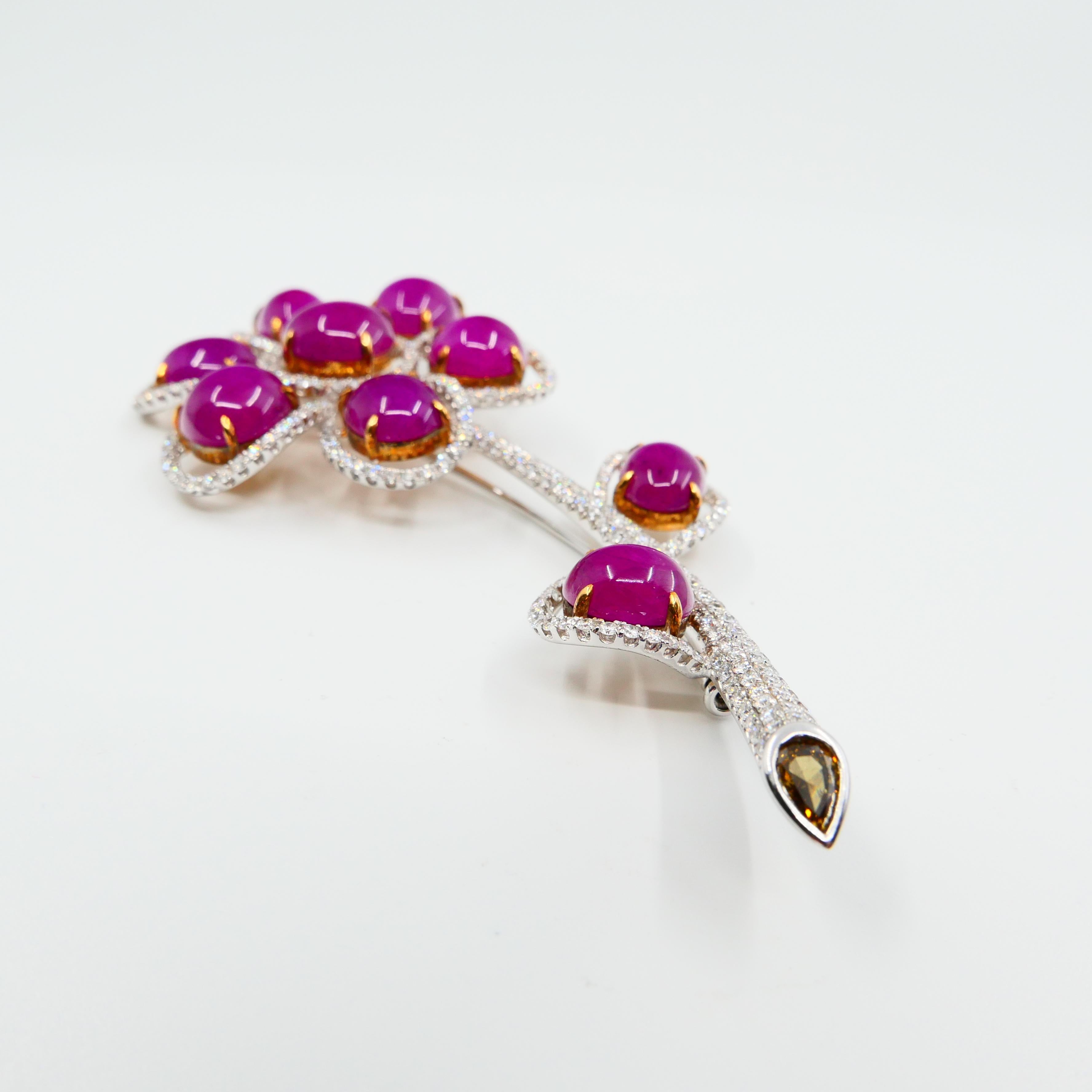 Burma Ruby 26.48 Carat and Diamond Brooch, Statement Piece In New Condition In Hong Kong, HK