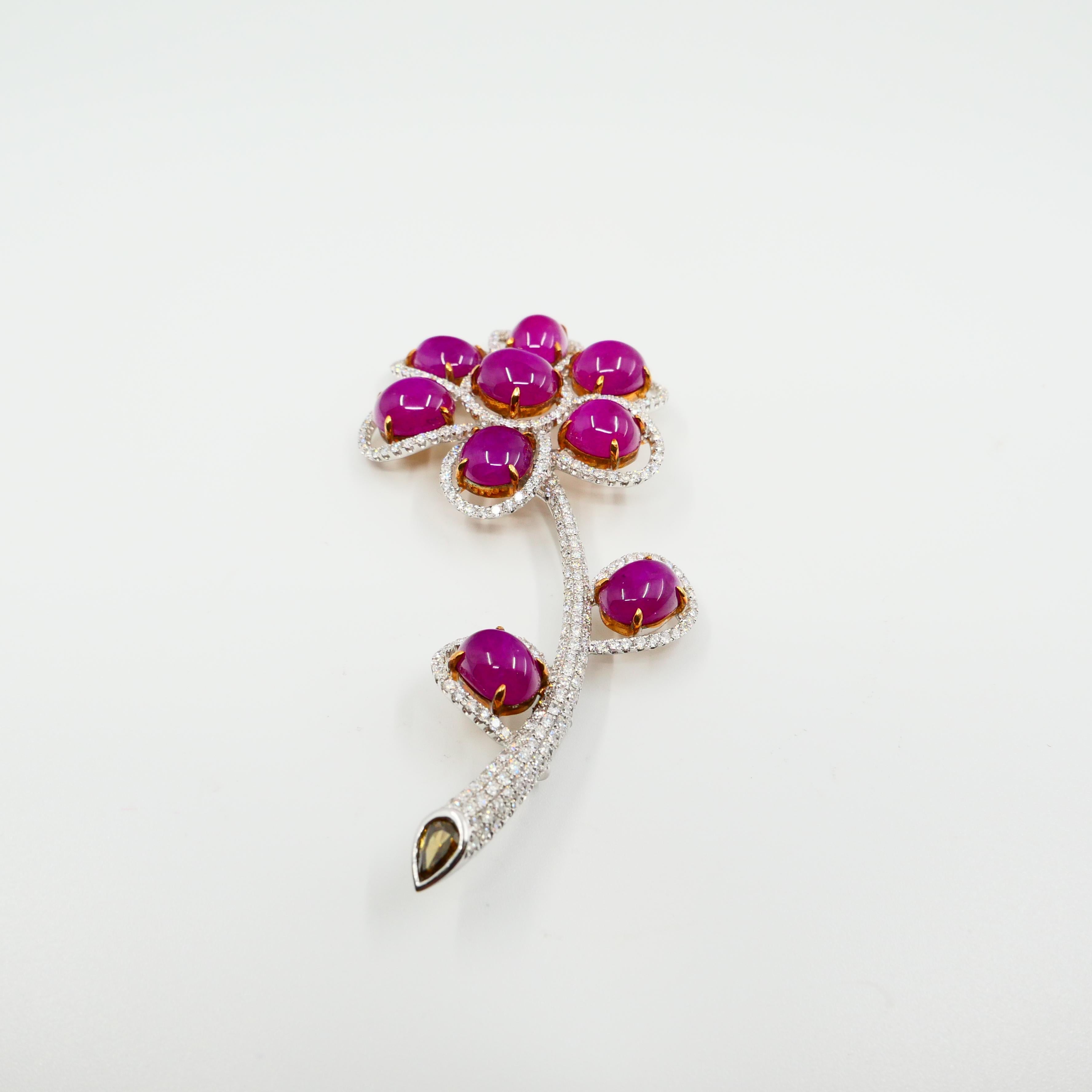 Burma Ruby 26.48 Carat and Diamond Brooch, Statement Piece 1