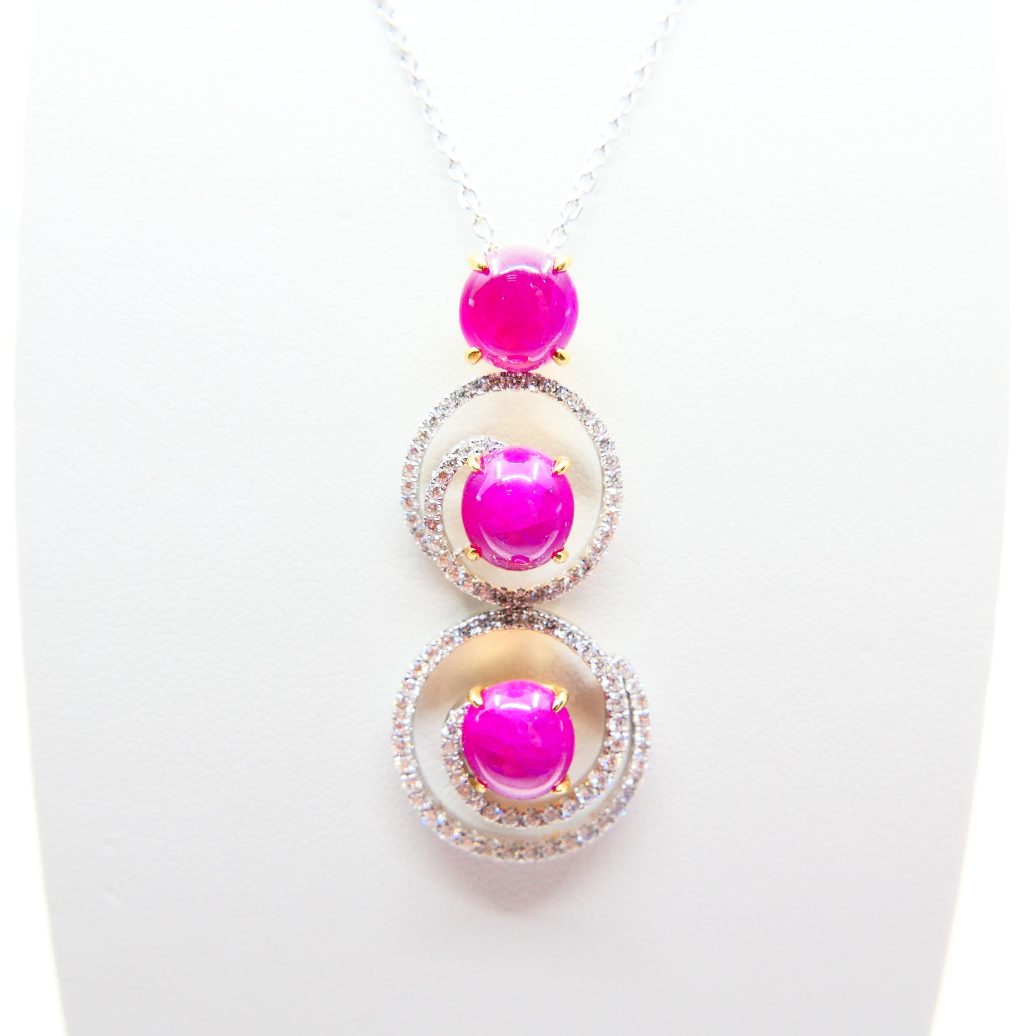 Burma Ruby 7.05 Carat and Diamond Pendant Drop Necklace, Elegant Design 6