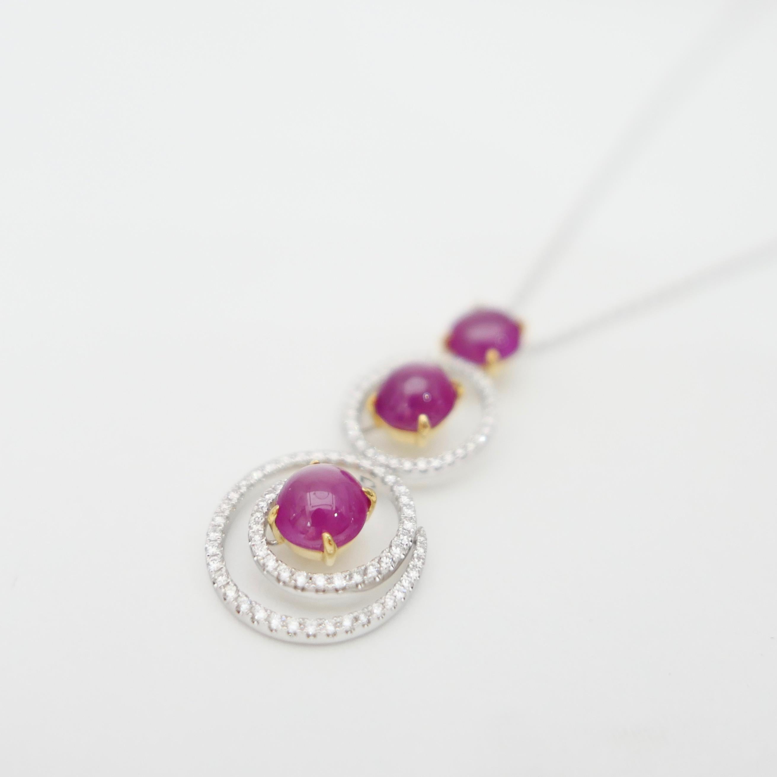 Oval Cut Burma Ruby 7.05 Carat and Diamond Pendant Drop Necklace, Elegant Design