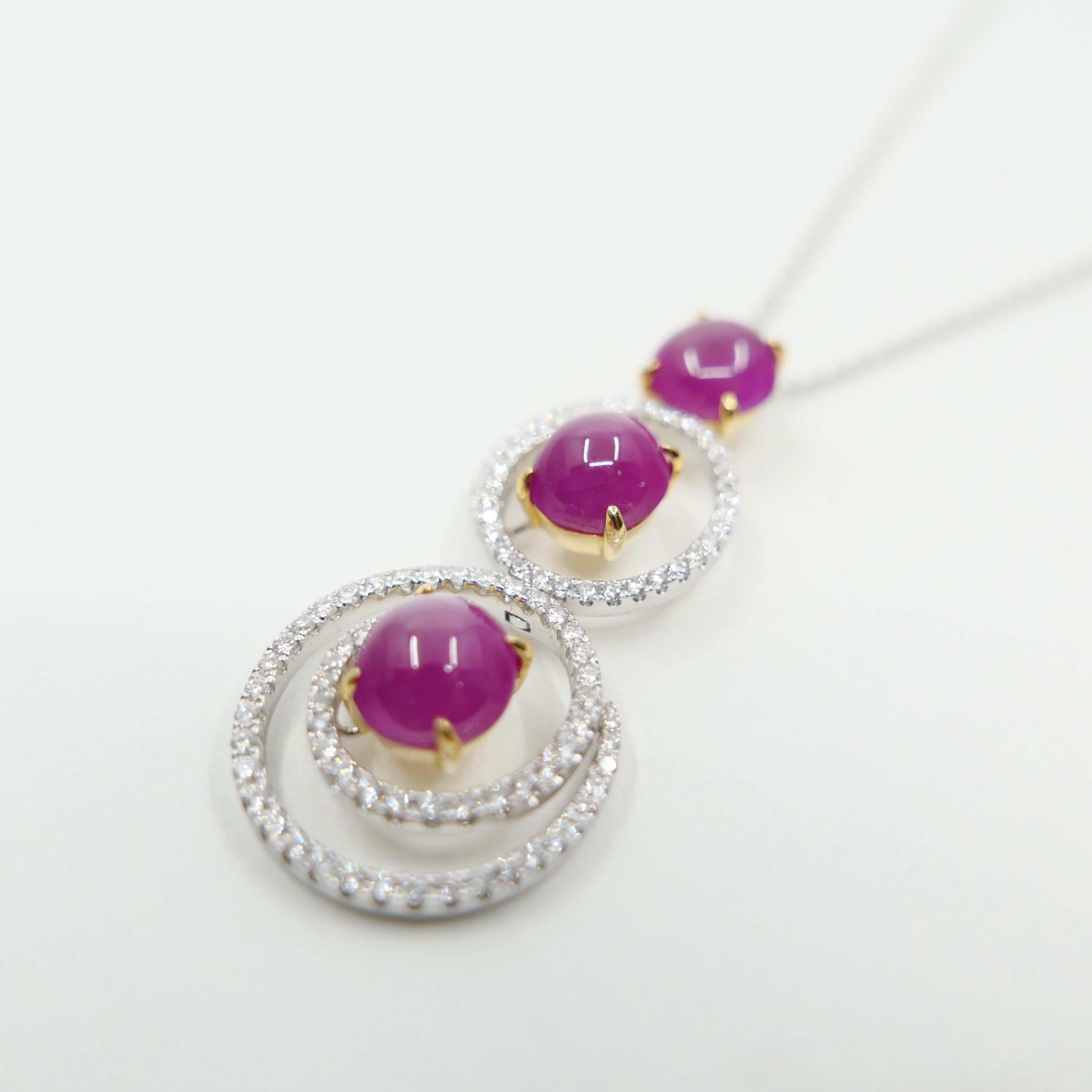Burma Ruby 7.05 Carat and Diamond Pendant Drop Necklace, Elegant Design In New Condition In Hong Kong, HK