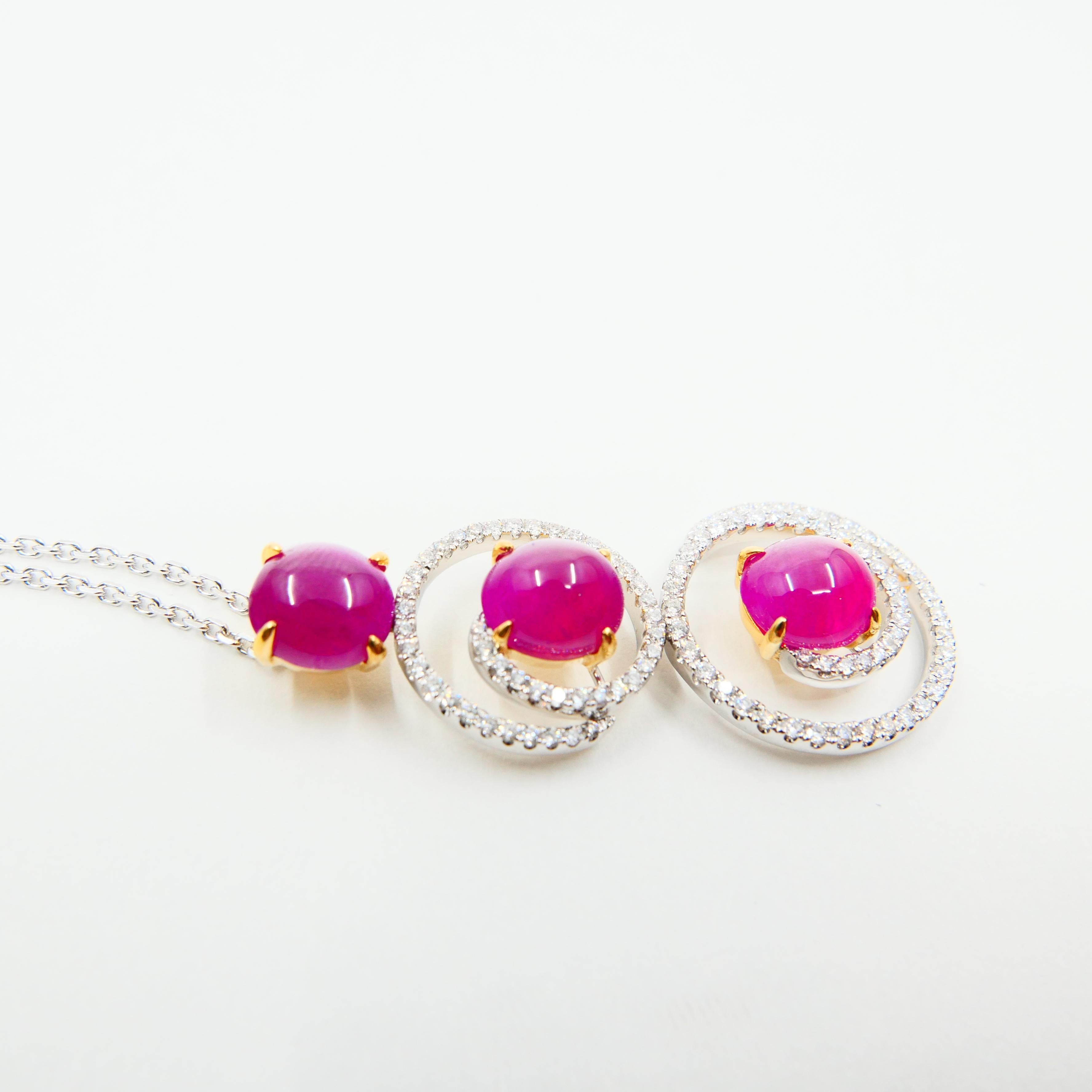 Burma Ruby 7.05 Carat and Diamond Pendant Drop Necklace, Elegant Design 2