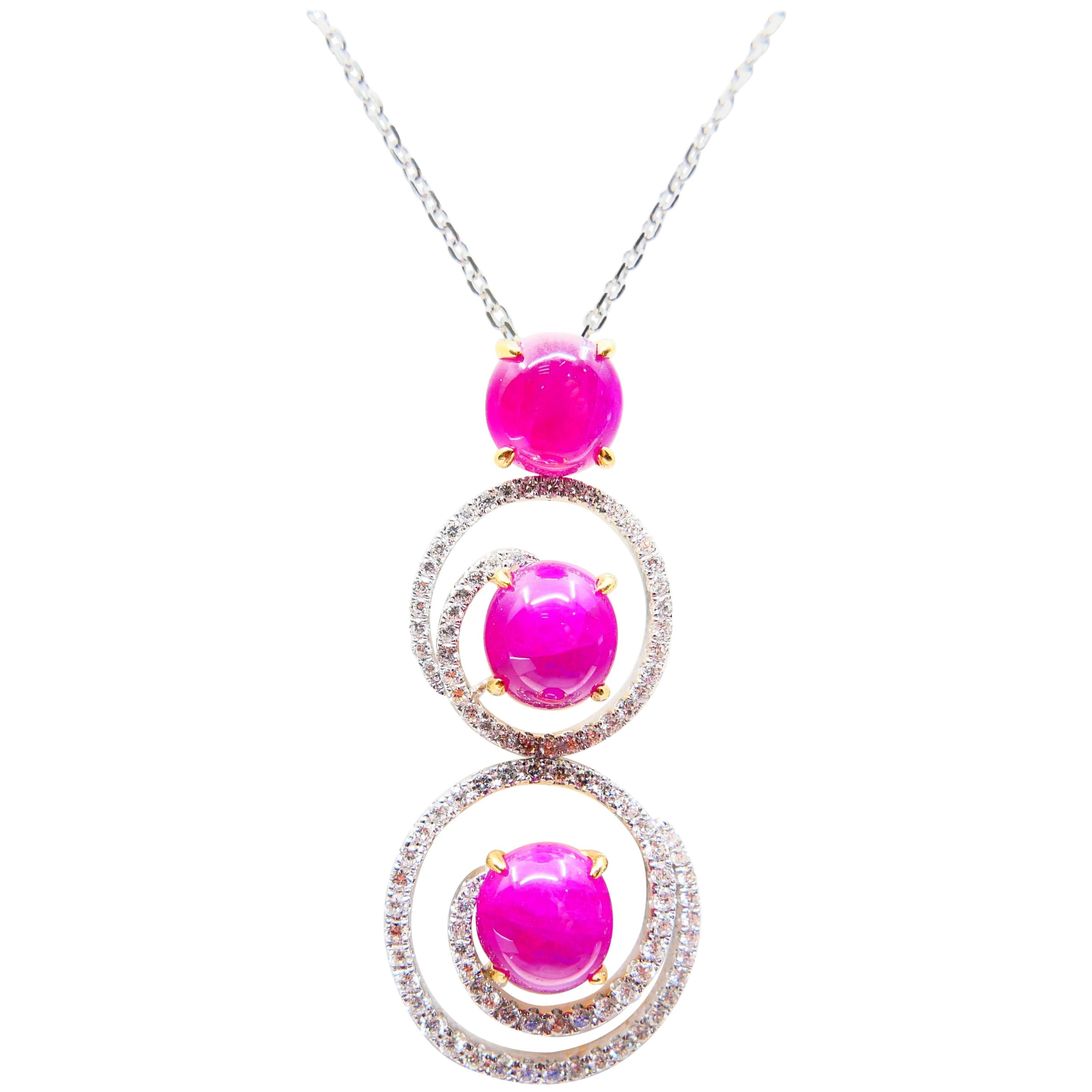 Burma Ruby 7.05 Carat and Diamond Pendant Drop Necklace, Elegant Design 3