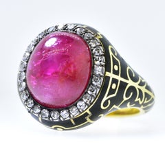 Burma Ruby, AGL Certified Unheated, and Diamond Antique Ring, circa 1880