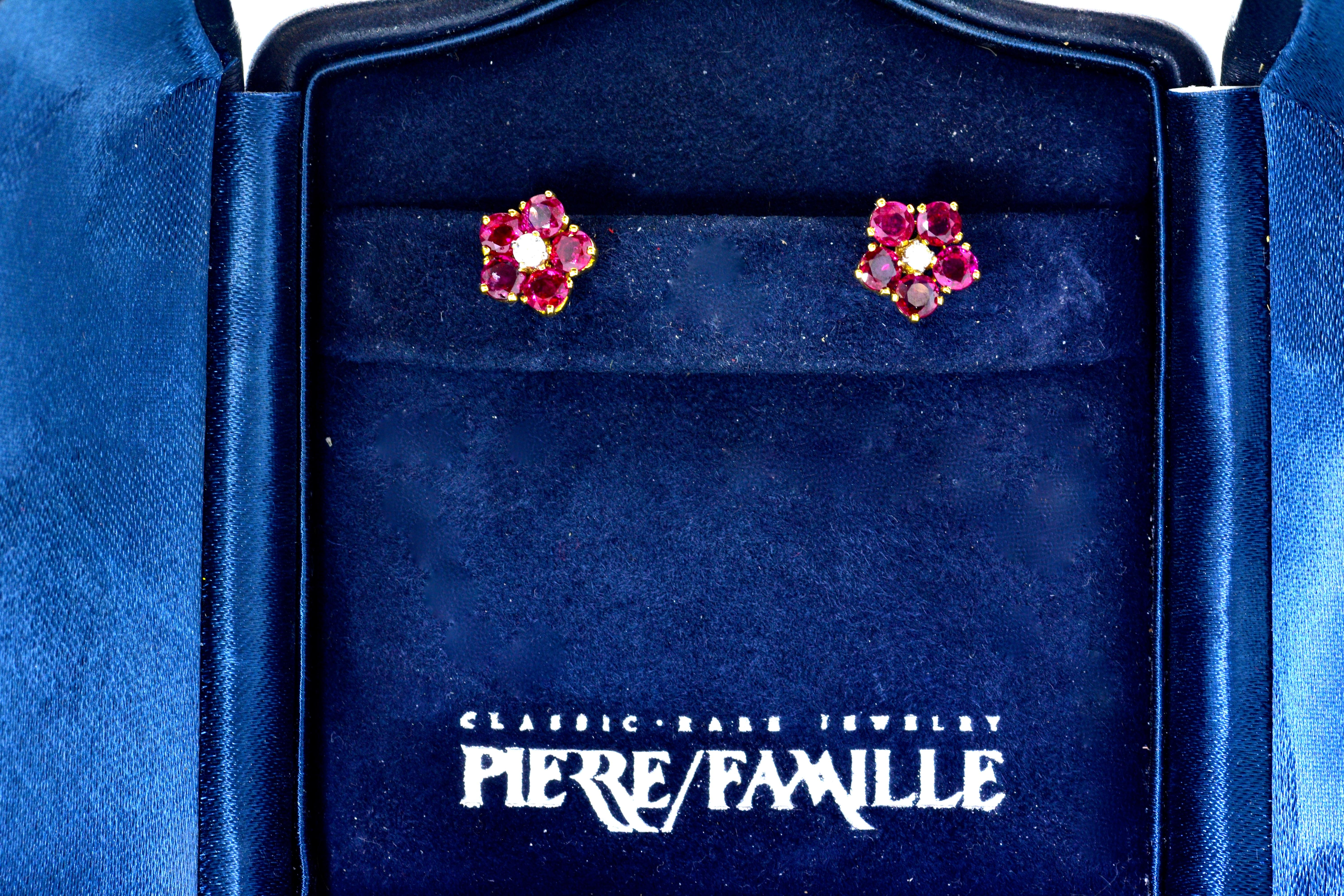Burma Ruby and Diamond Earrings by Pierre/Famille 1