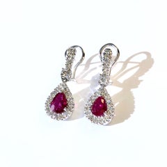 Burma Ruby and Diamond Earrings