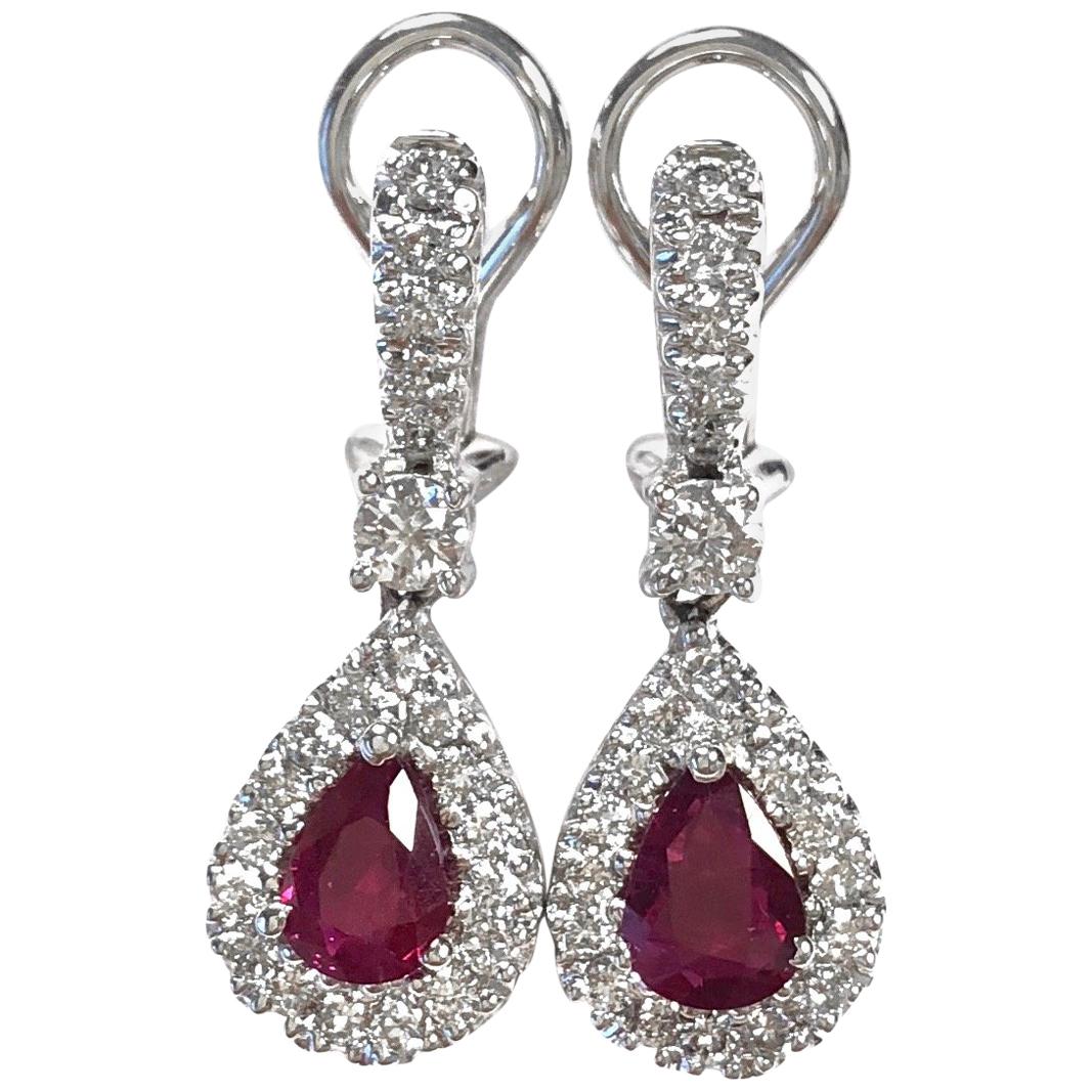 Burma Ruby and Diamond Earrings