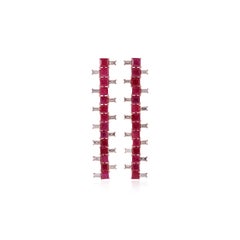 Burma Ruby and Diamond Earrings Studded in 18 Karat Rose & White Gold