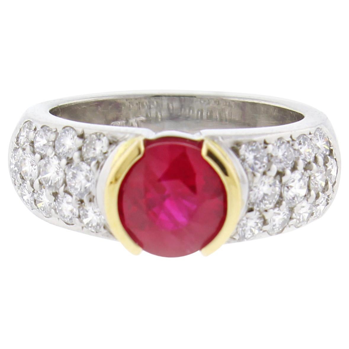 Burma Ruby and Diamond Ring by Pampillonia