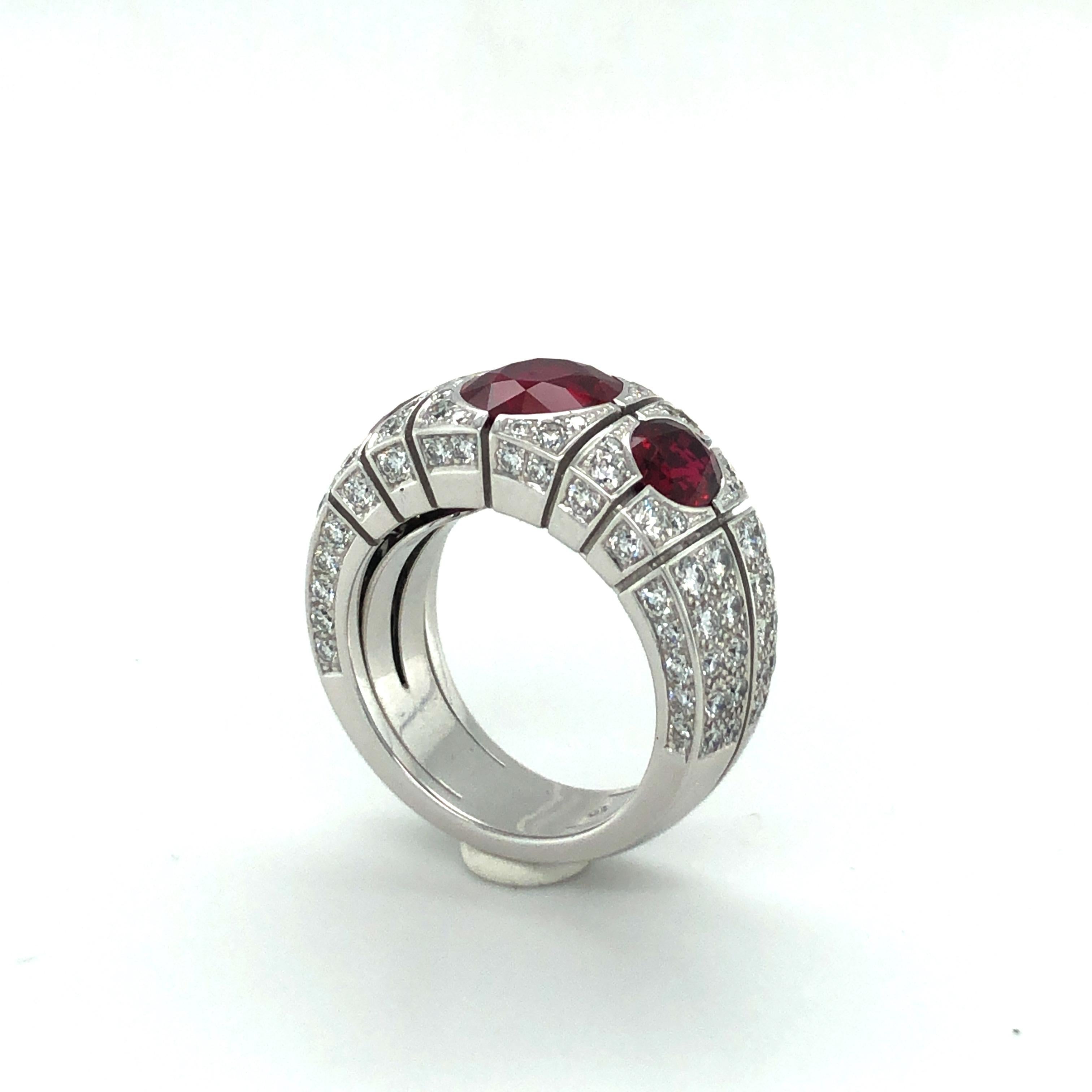 Burma Ruby and Diamond Ring by Péclard in 18 Karat White Gold For Sale 5