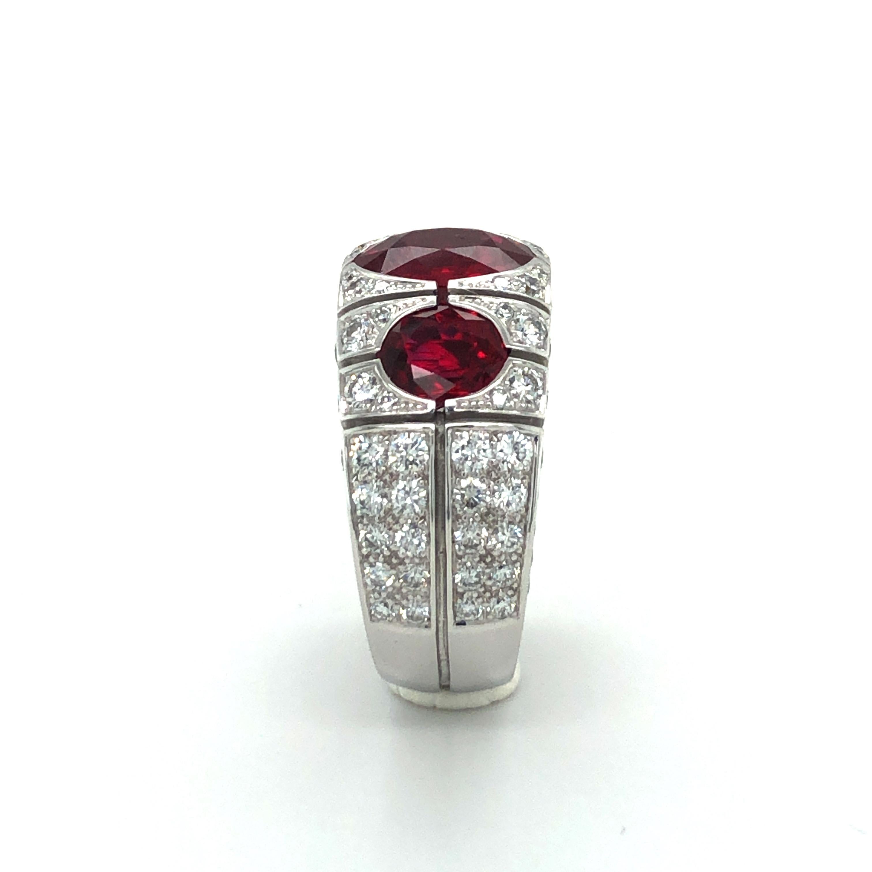 Burma Ruby and Diamond Ring by Péclard in 18 Karat White Gold For Sale 7