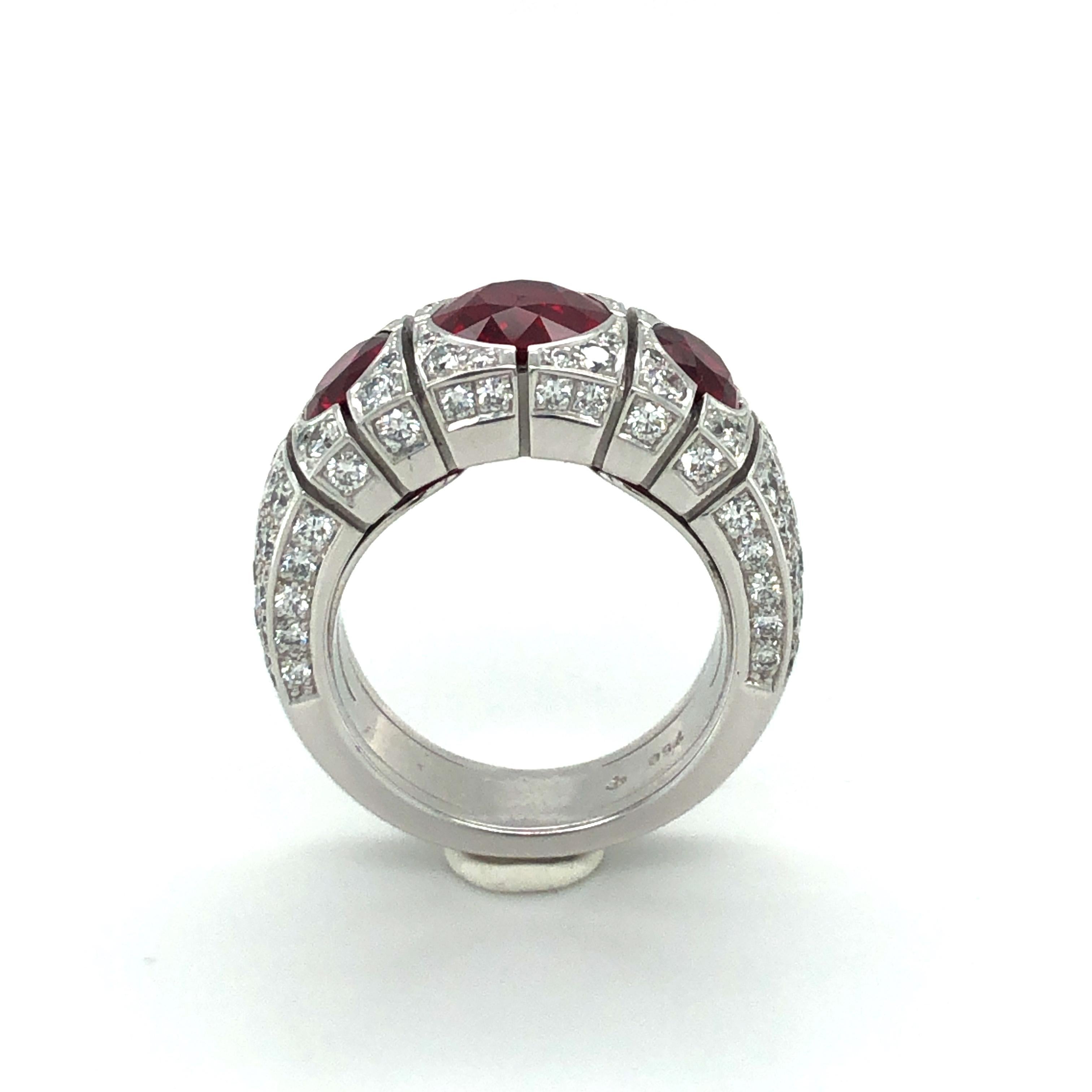 Burma Ruby and Diamond Ring by Péclard in 18 Karat White Gold For Sale 8