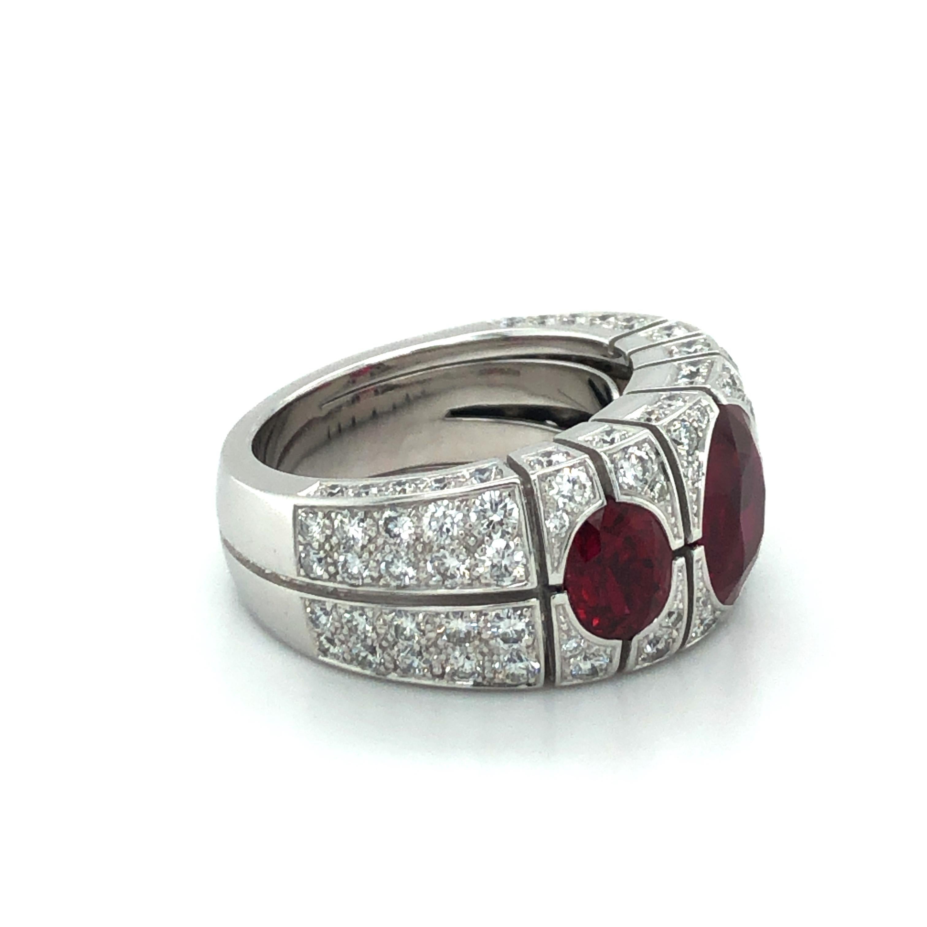 Burma Ruby and Diamond Ring by Péclard in 18 Karat White Gold For Sale 2