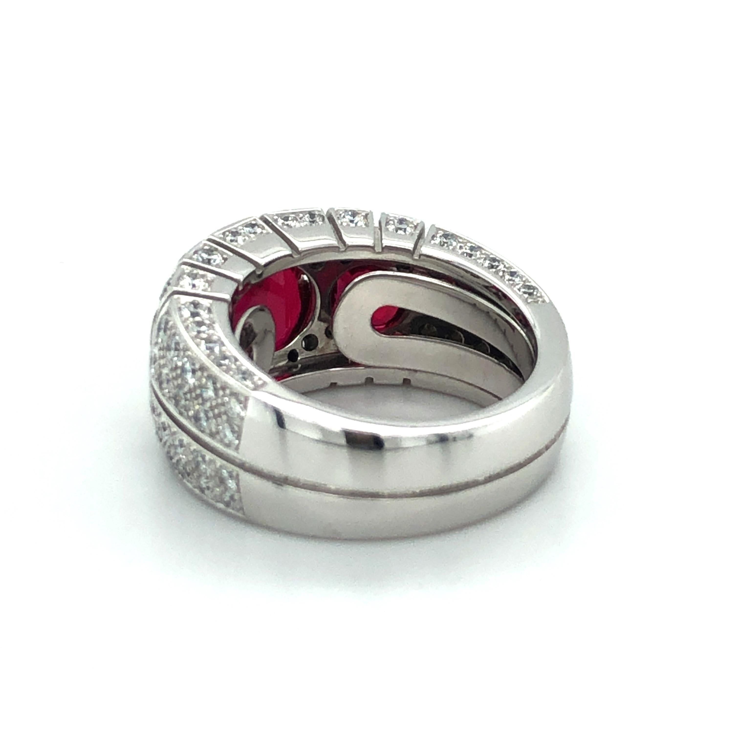 Burma Ruby and Diamond Ring by Péclard in 18 Karat White Gold For Sale 3