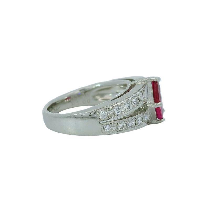 Shield Cut Burma Ruby and Diamond Ring, Certified For Sale