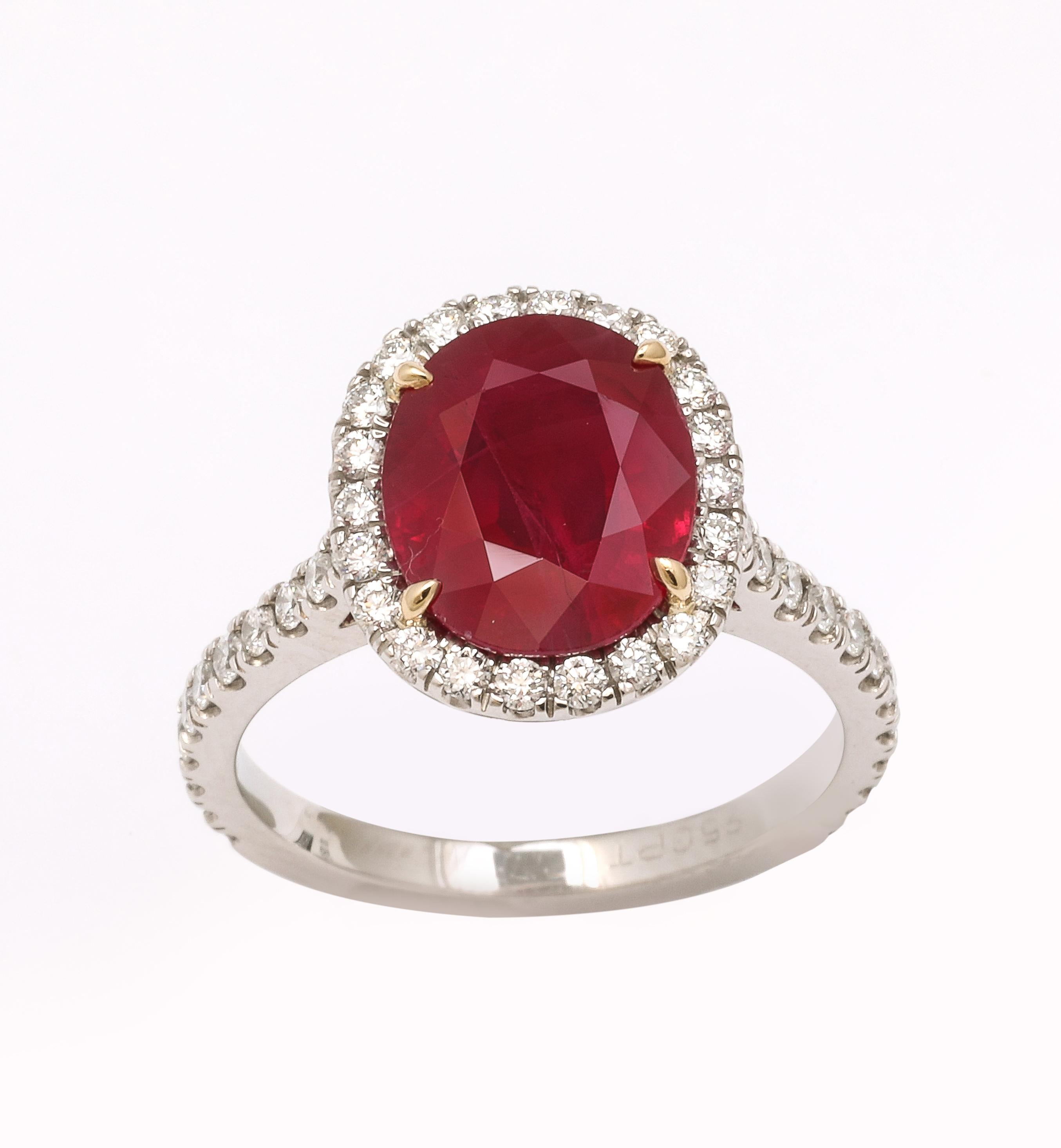 Burma Ruby and Diamond Ring For Sale 3
