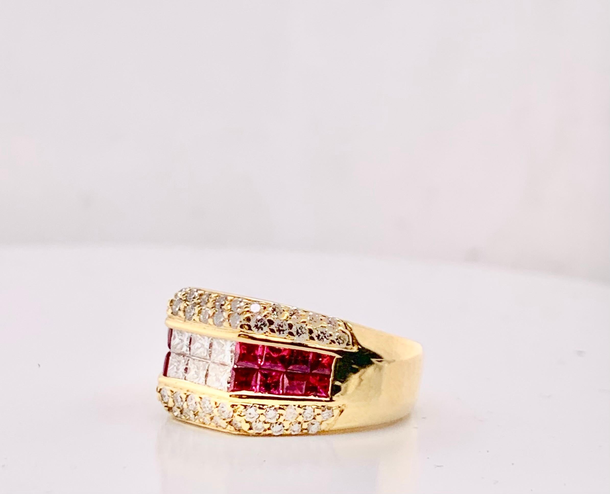 Art Deco Burma Ruby and Diamond Ring For Sale
