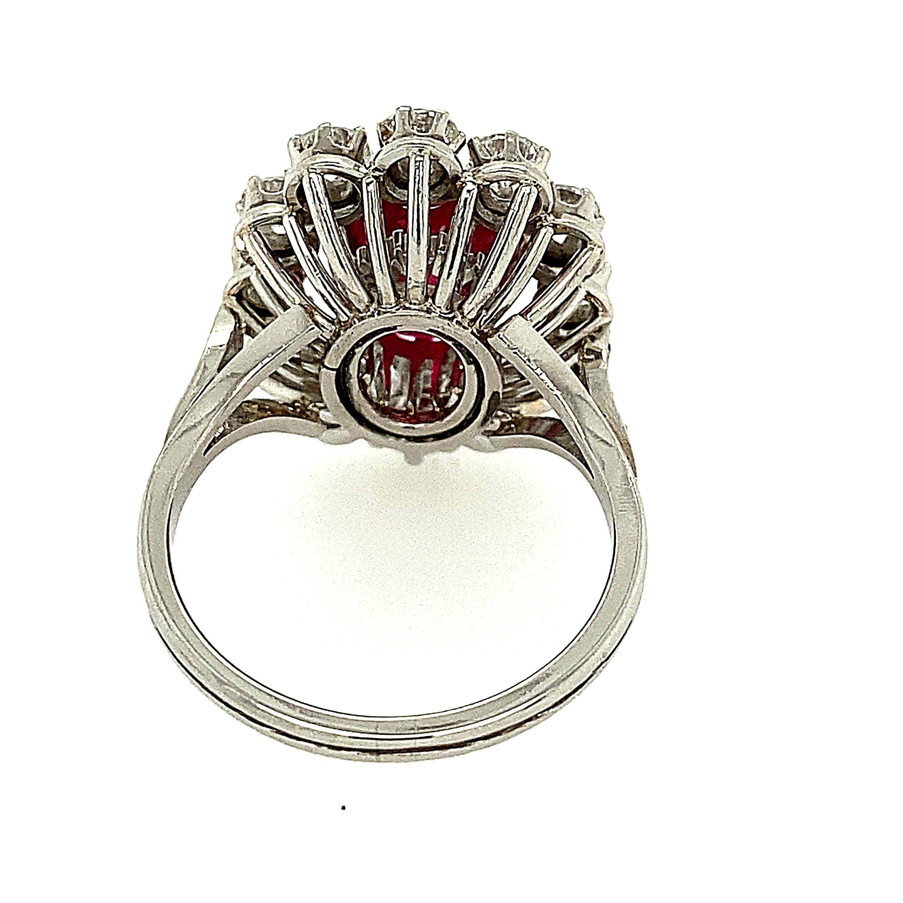 Oval Cut Burma Ruby and Diamond Ring