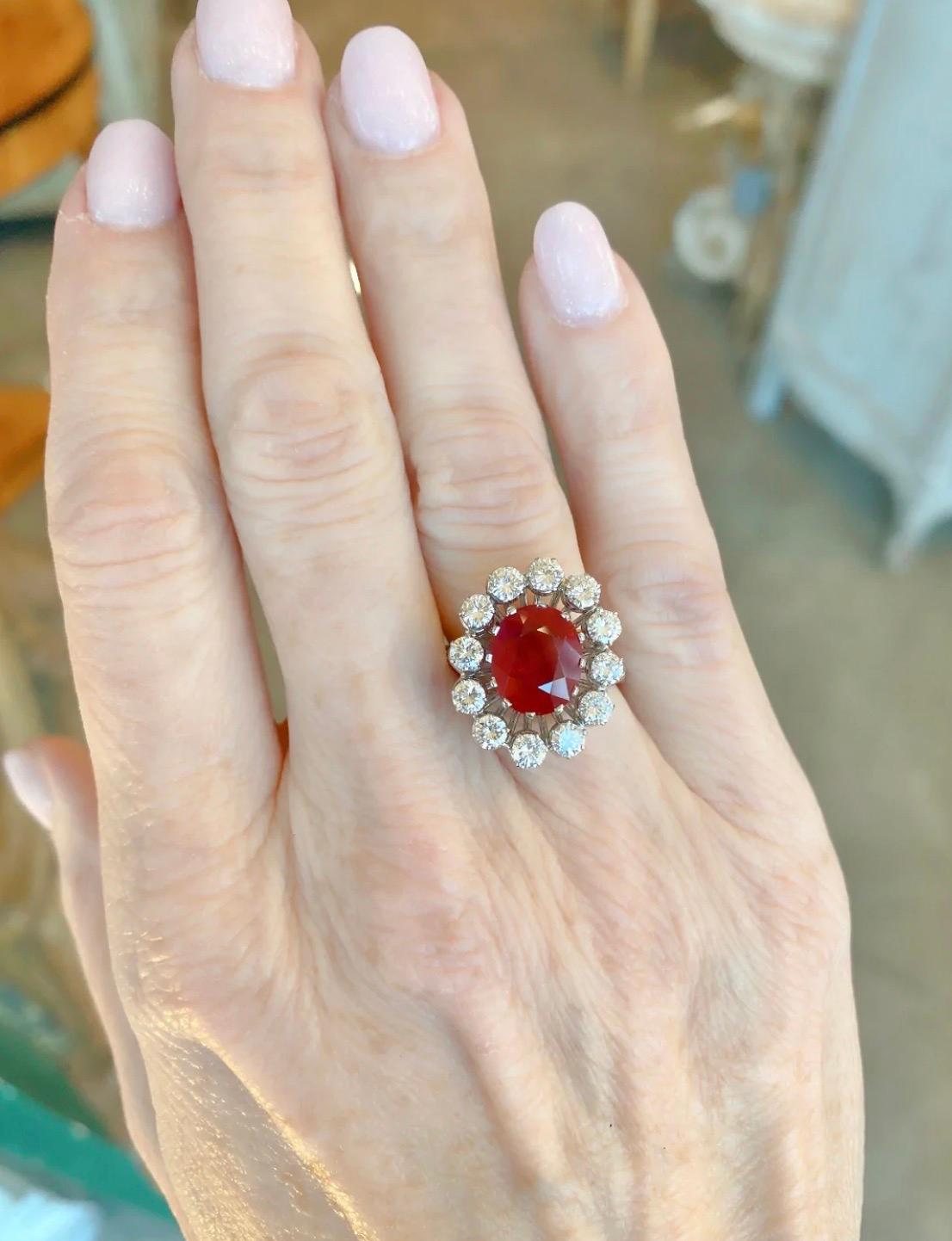 Burma Ruby and Diamond Ring In Good Condition In New Orleans, LA