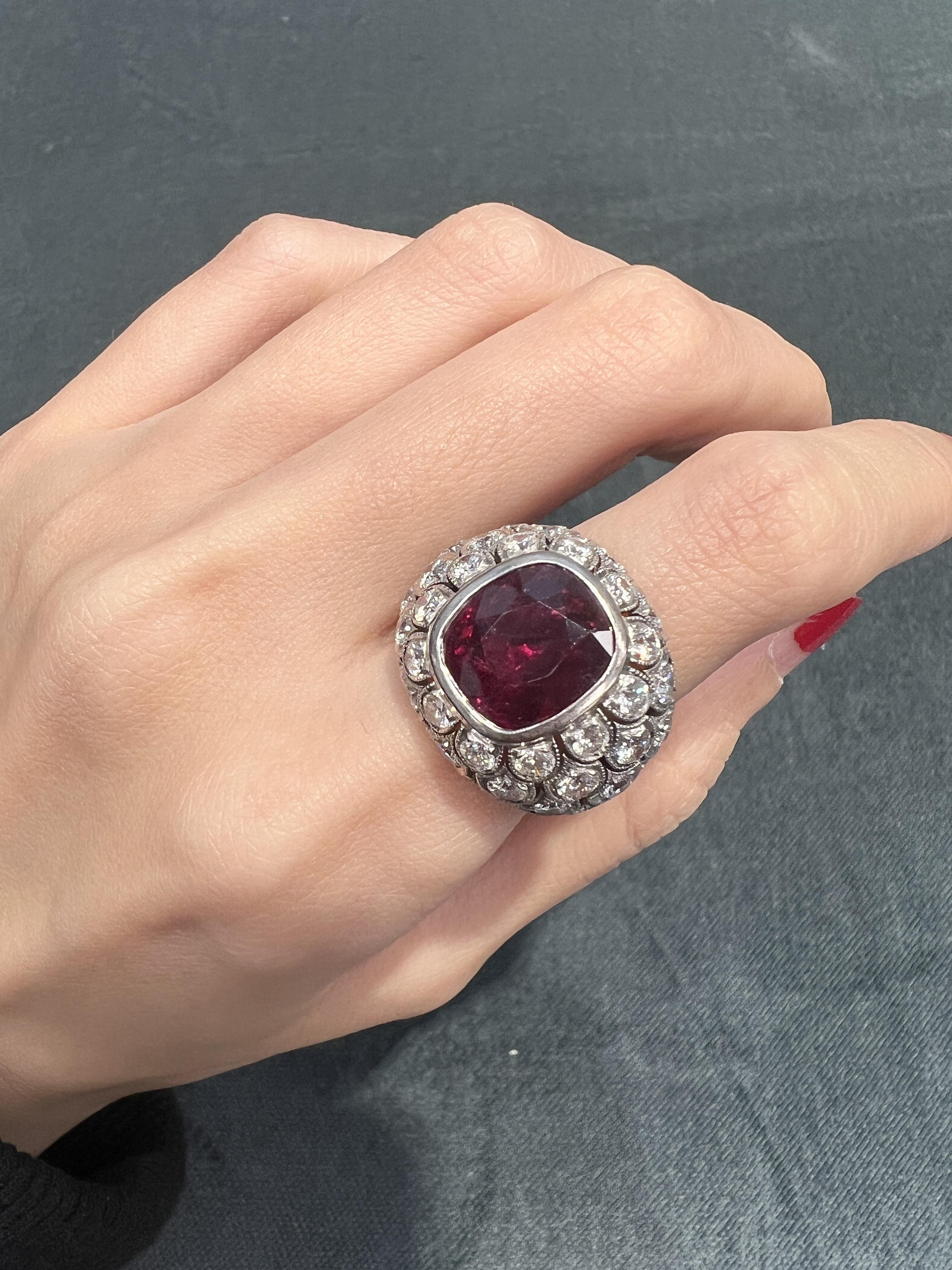 Anello con rubino e diamante Burma in vendita 2