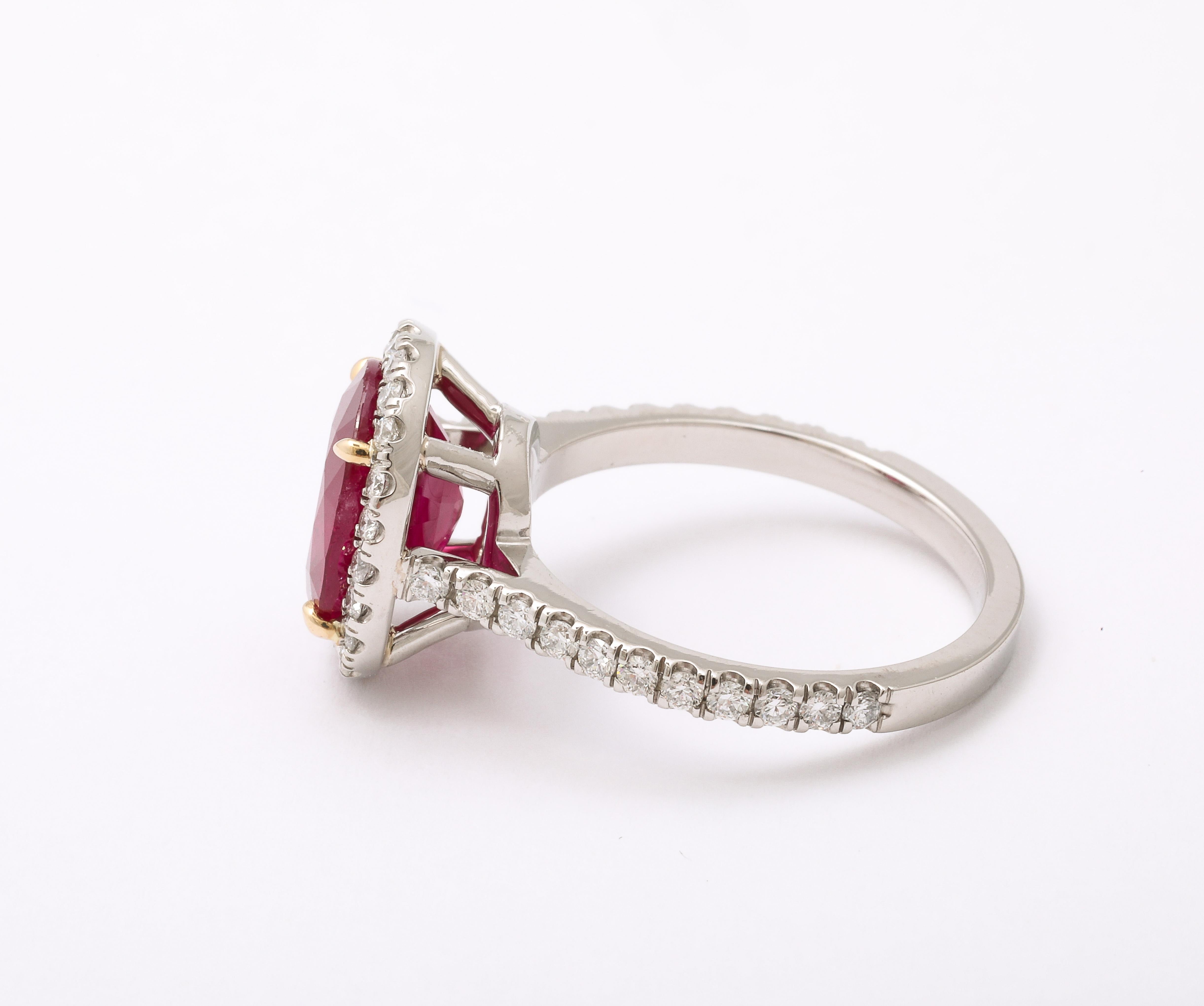 Women's Burma Ruby and Diamond Ring For Sale
