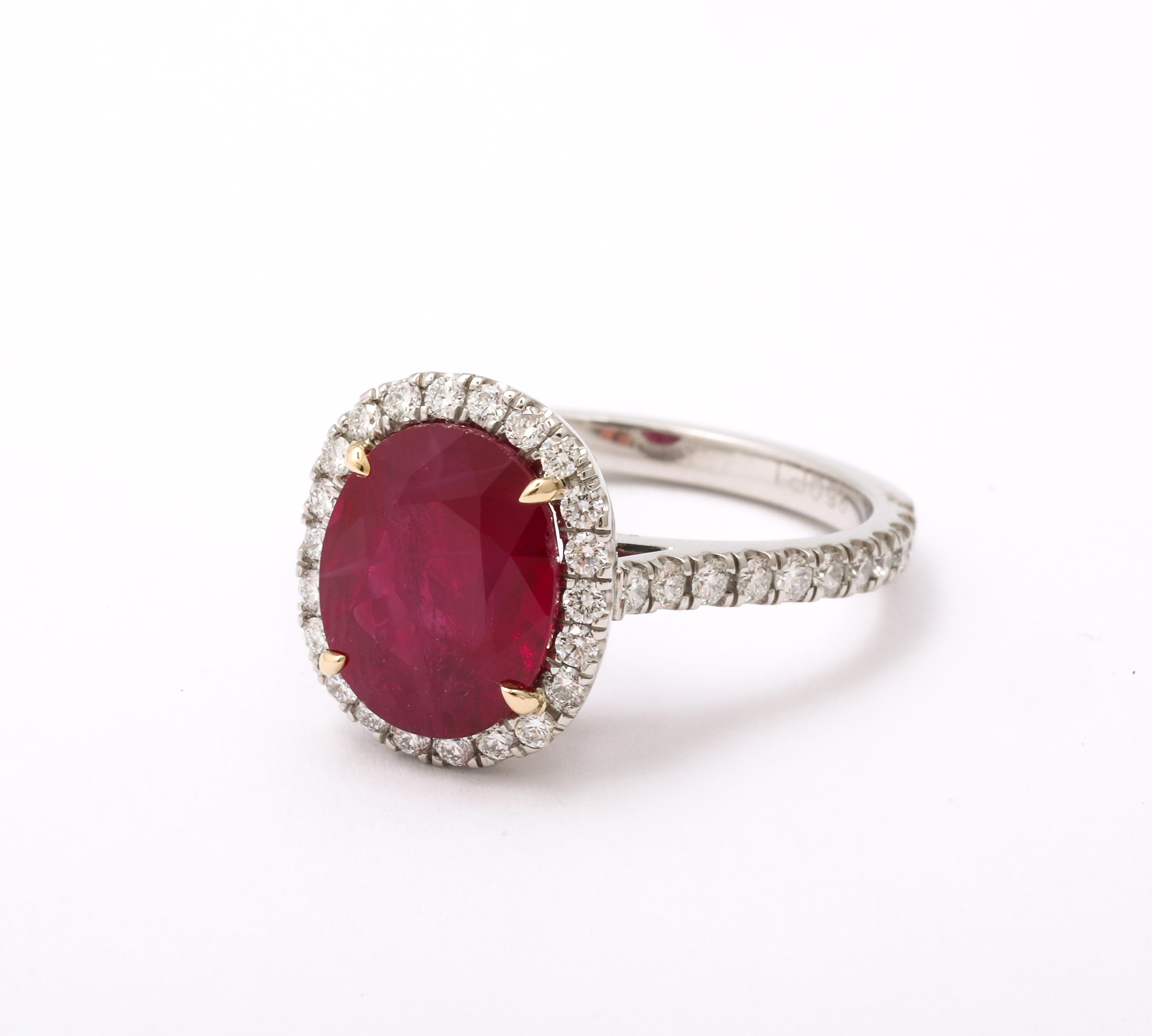 Burma Ruby and Diamond Ring For Sale 1