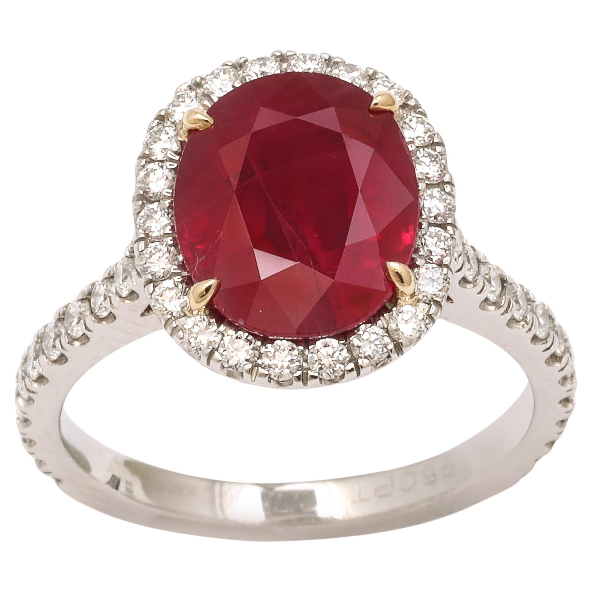 Burma Ruby and Diamond Ring