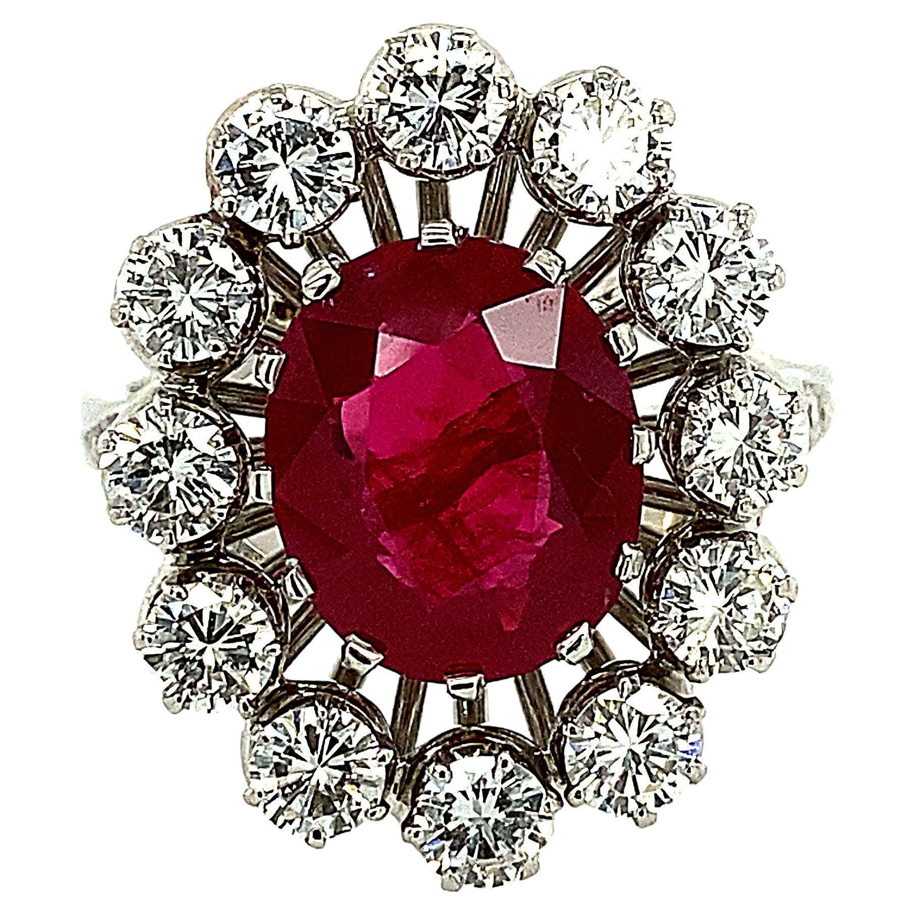 Burma Ruby and Diamond Ring